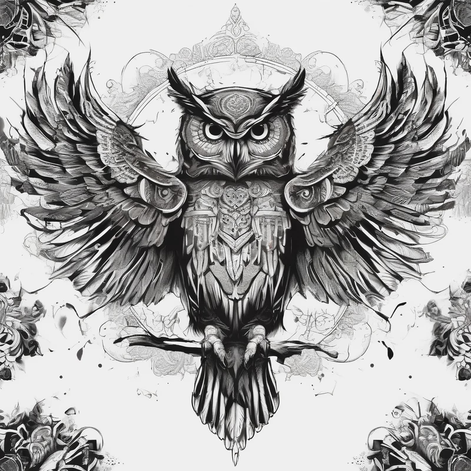 Owl Of Wisdom With Scroll tattoo design