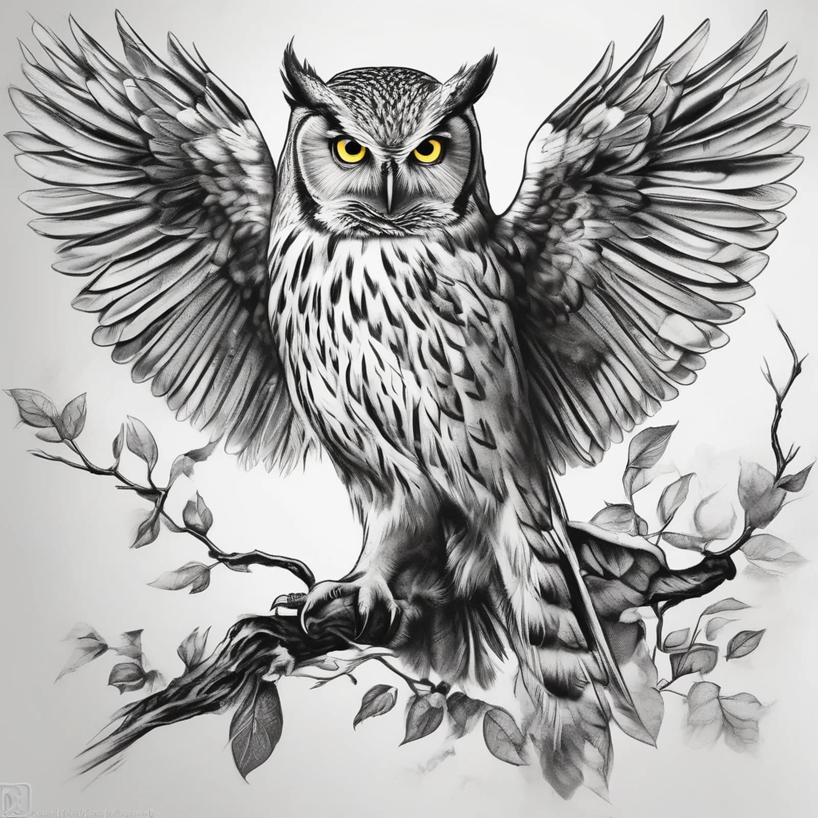 Owl On The Bicep tattoo design, alternative version 2