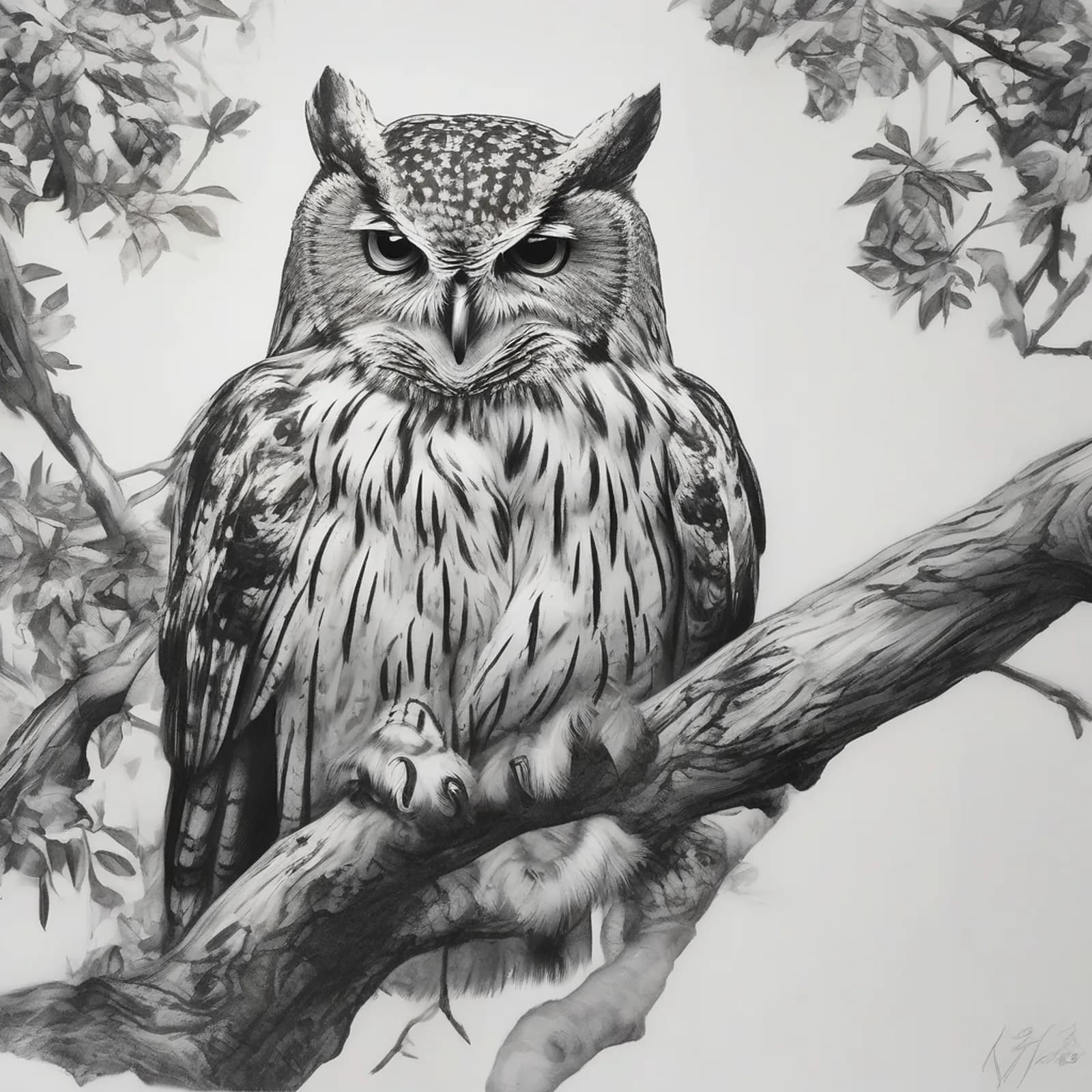 Owl On The Bicep tattoo design, alternative version 3