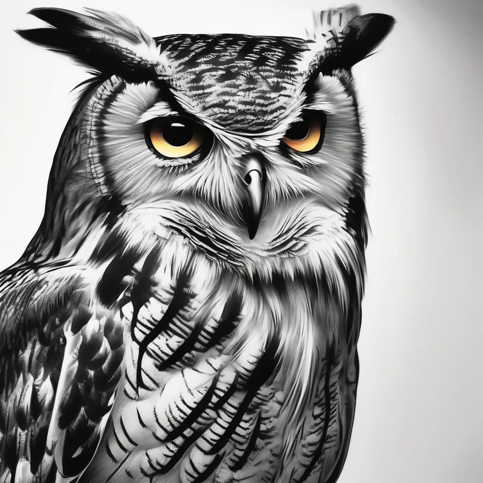 Owl On The Calf tattoo design, alternative version 3