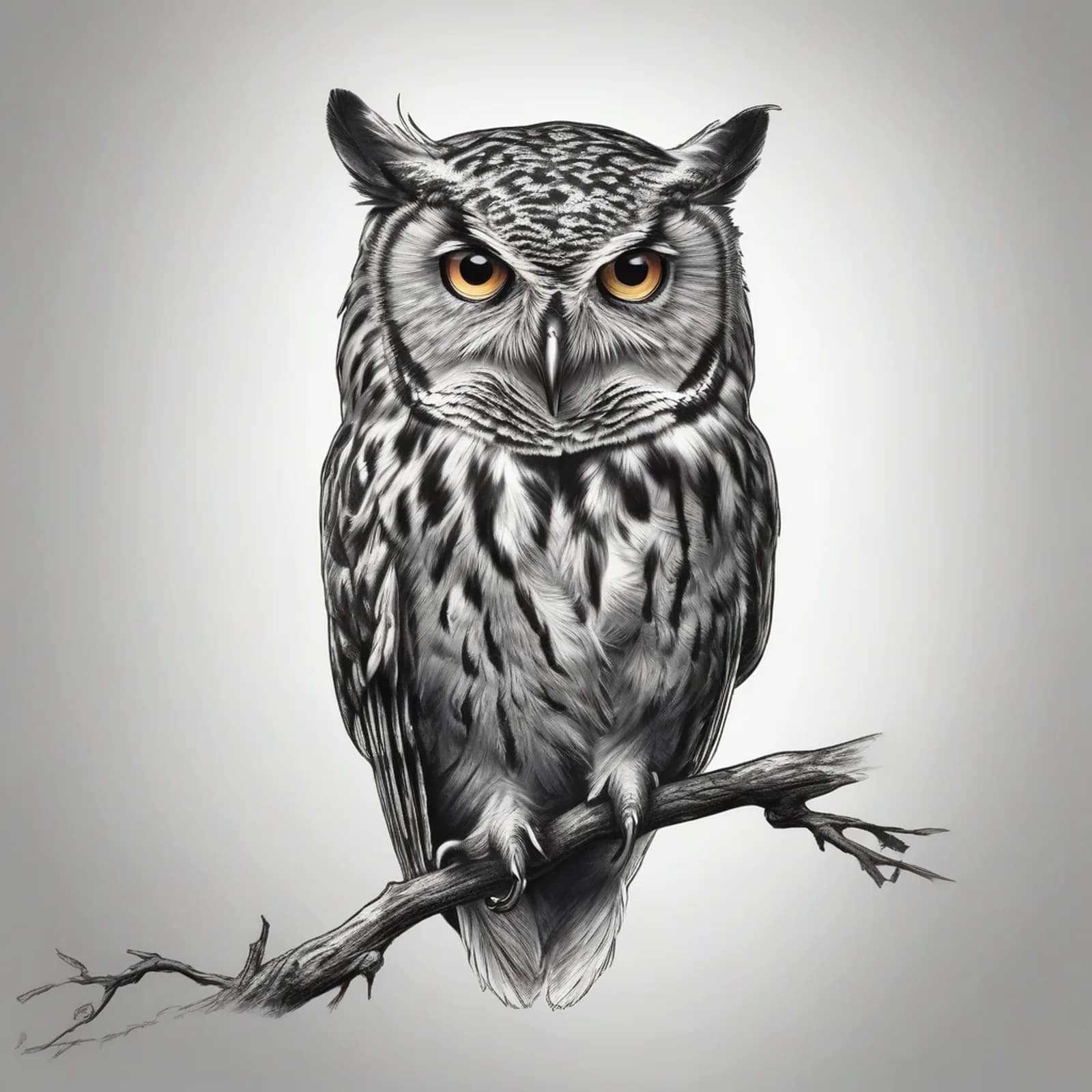 Owl On The Calf tattoo design, alternative version 4