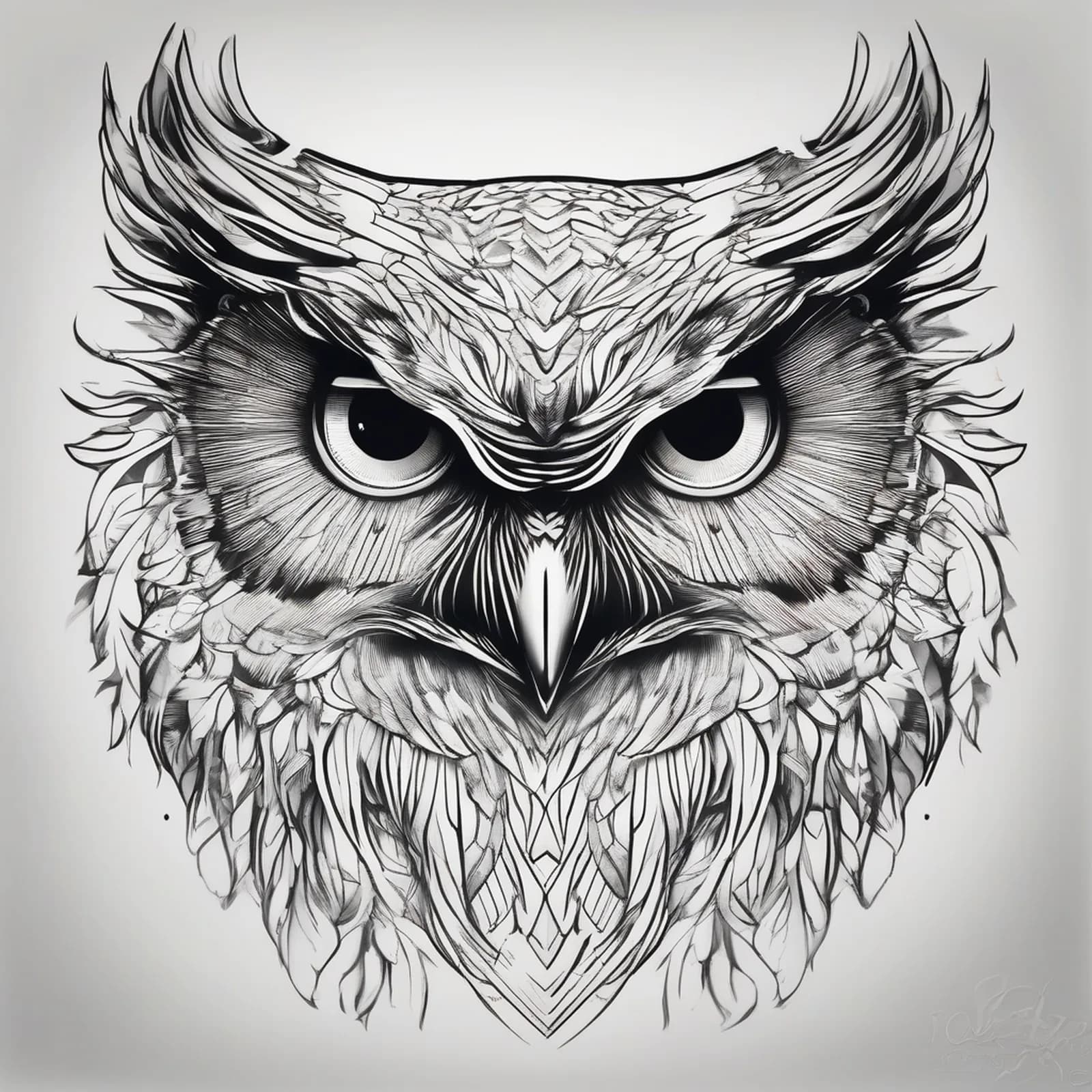 Owl On The Hand tattoo design, alternative version 2