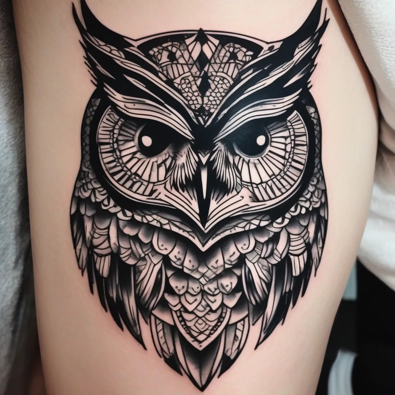Owl On The Hand tattoo design, alternative version 3