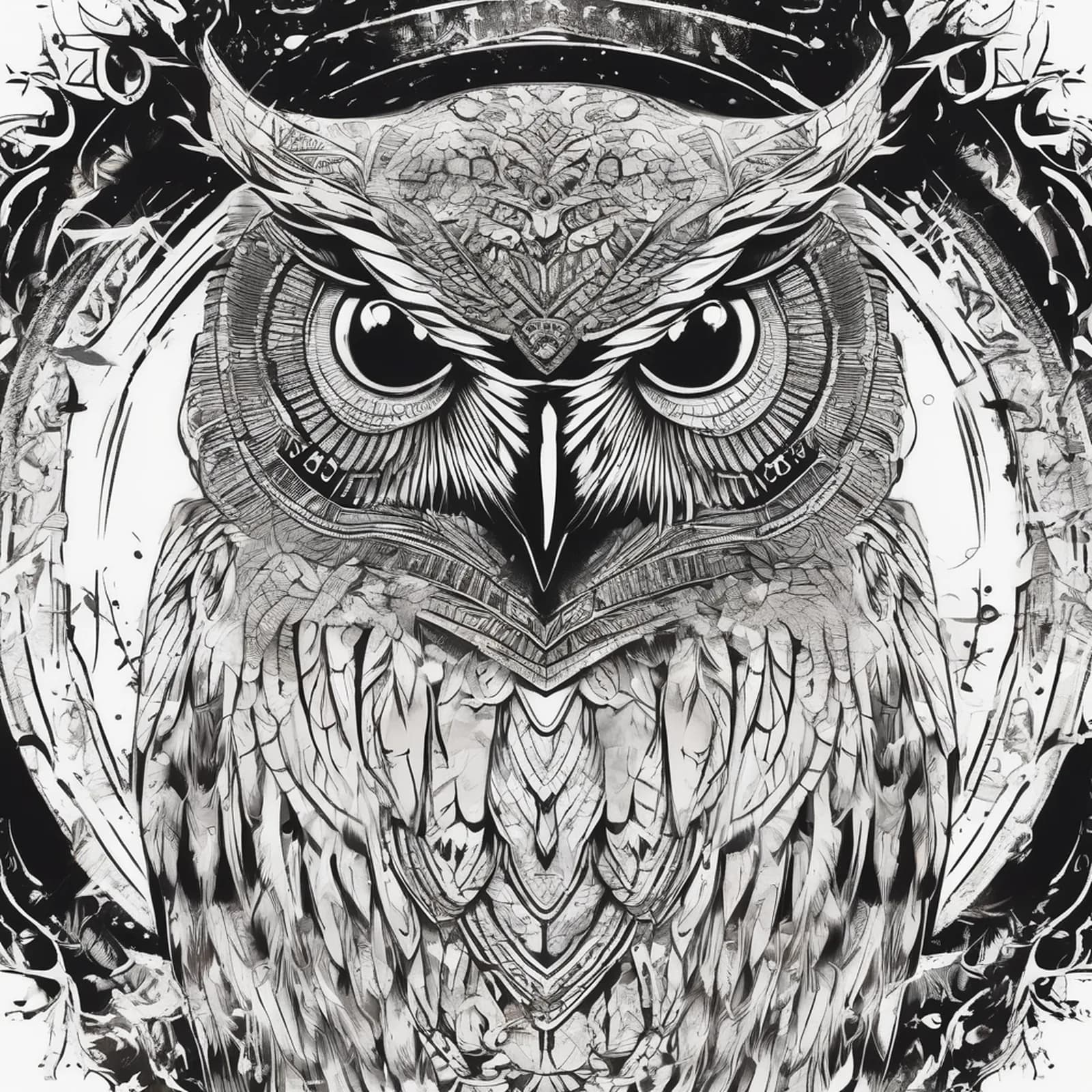 Owl On The Hand tattoo design, alternative version 4