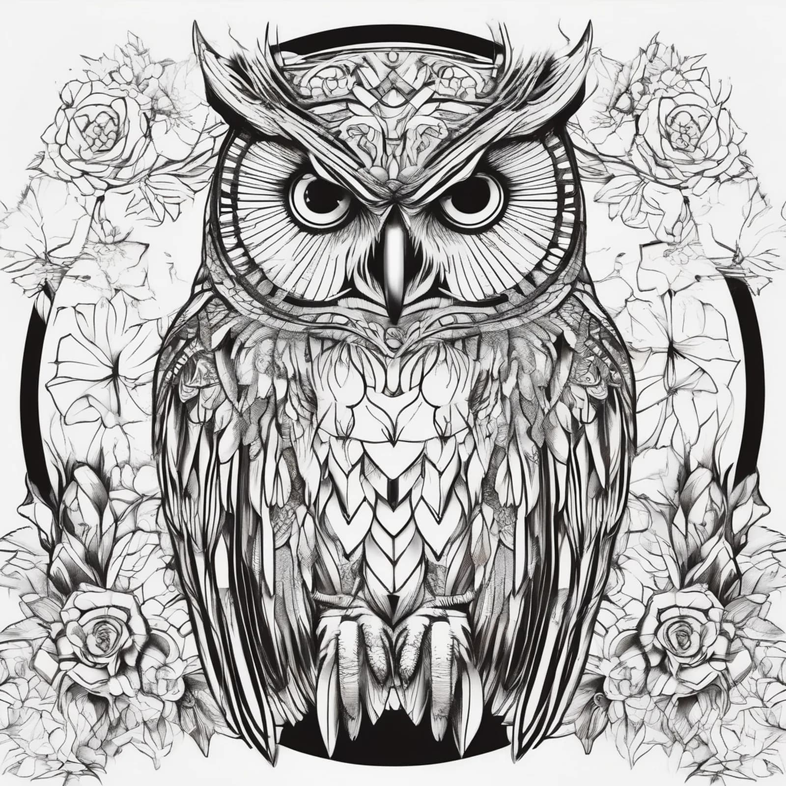 Owl On The Hip tattoo design, alternative version 2