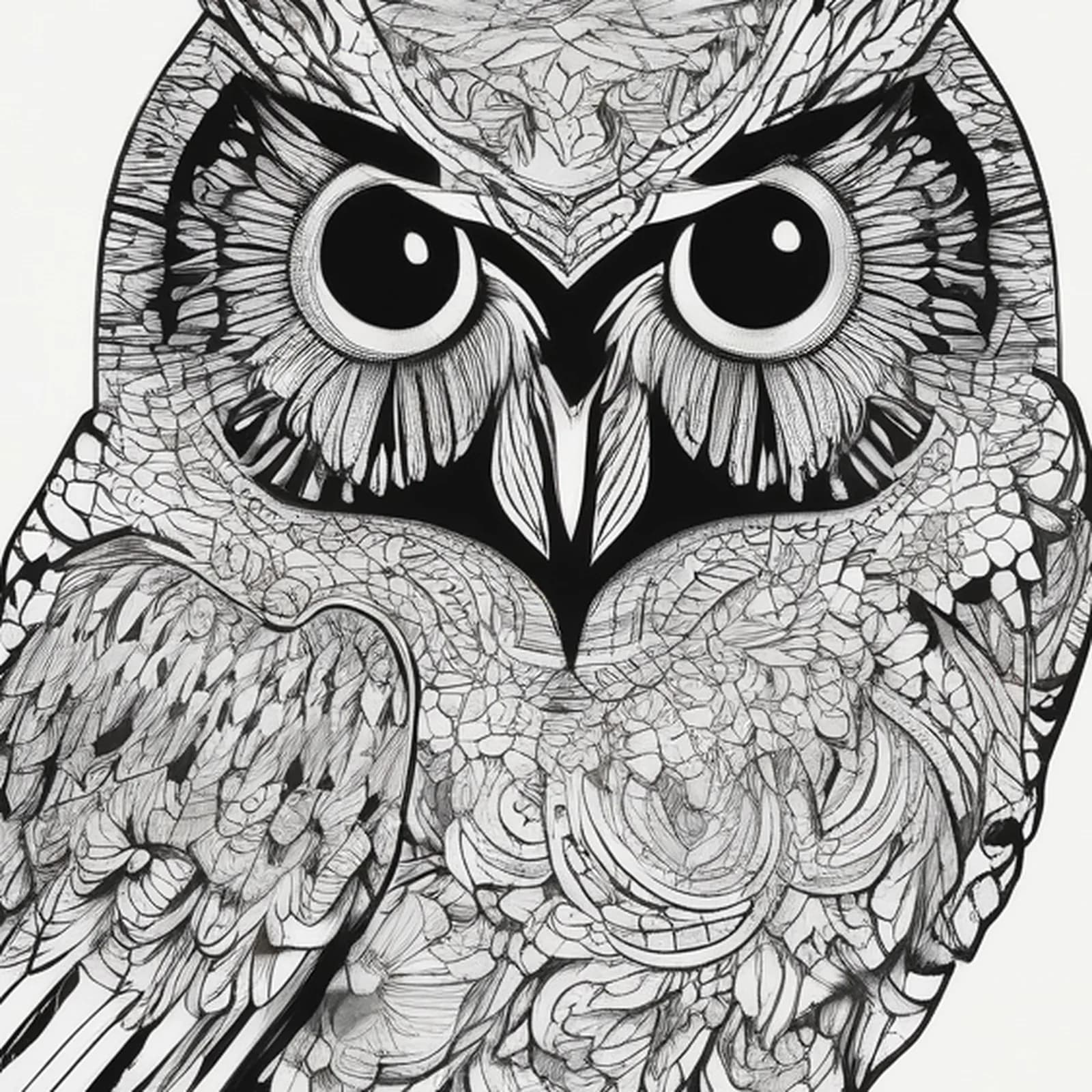 Owl On The Knee tattoo design, close-up detail