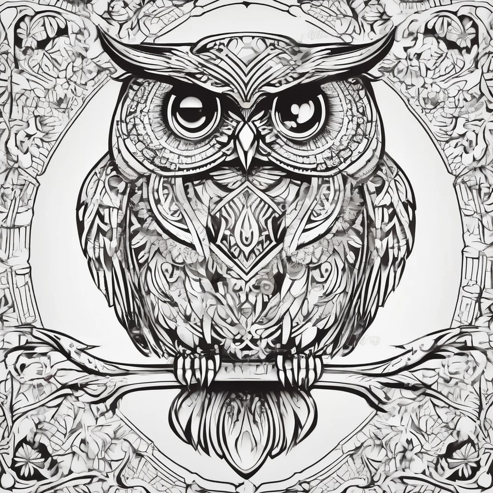 Owl On The Knee tattoo design, alternative version 3