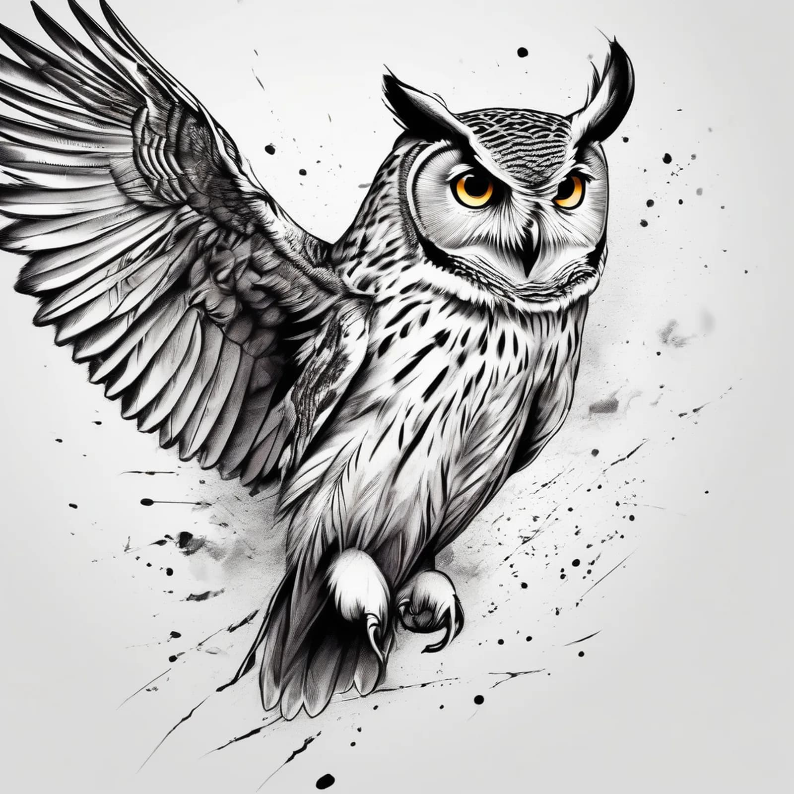 Owl On The Neck tattoo design, alternative version 2