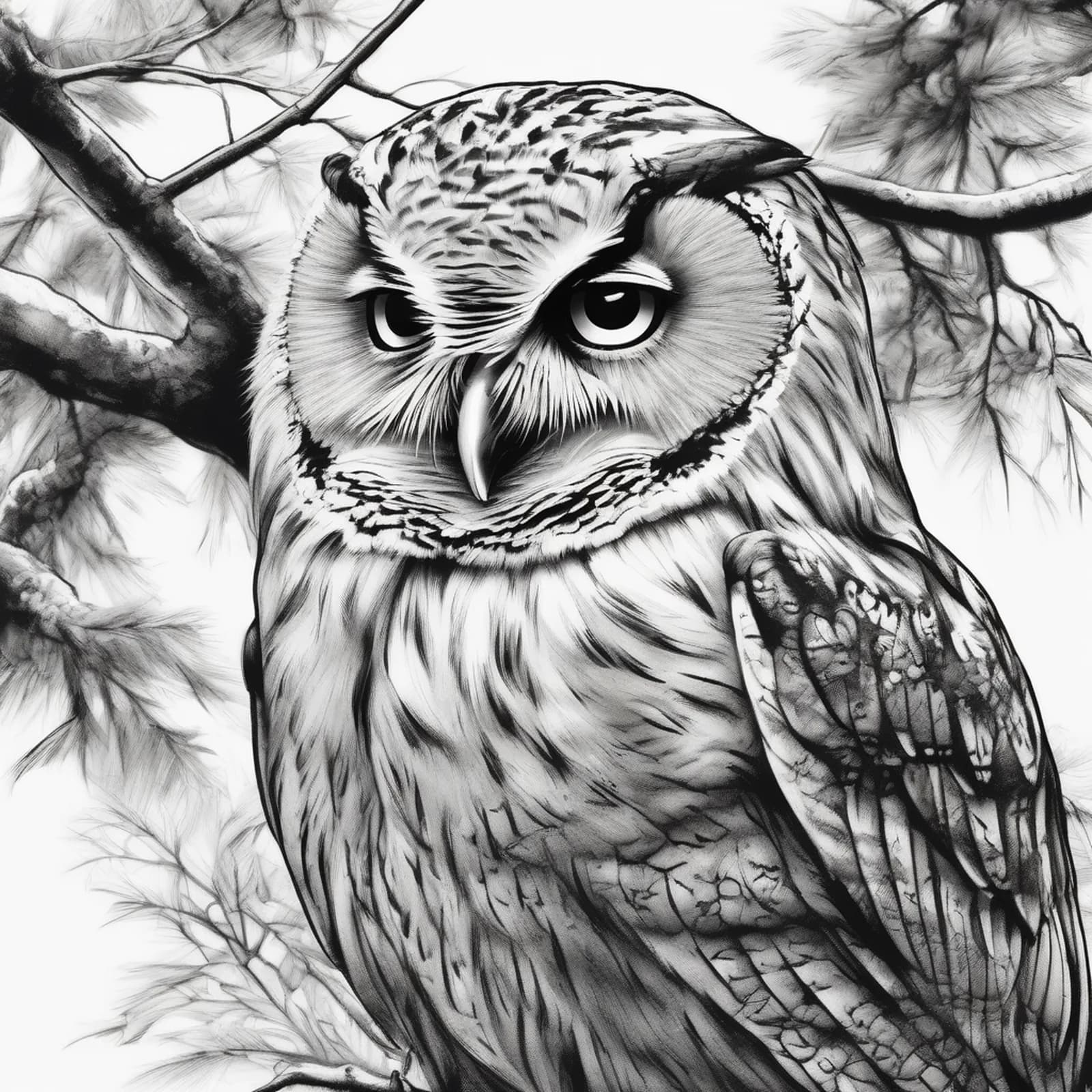 Owl On The Neck tattoo design, alternative version 3