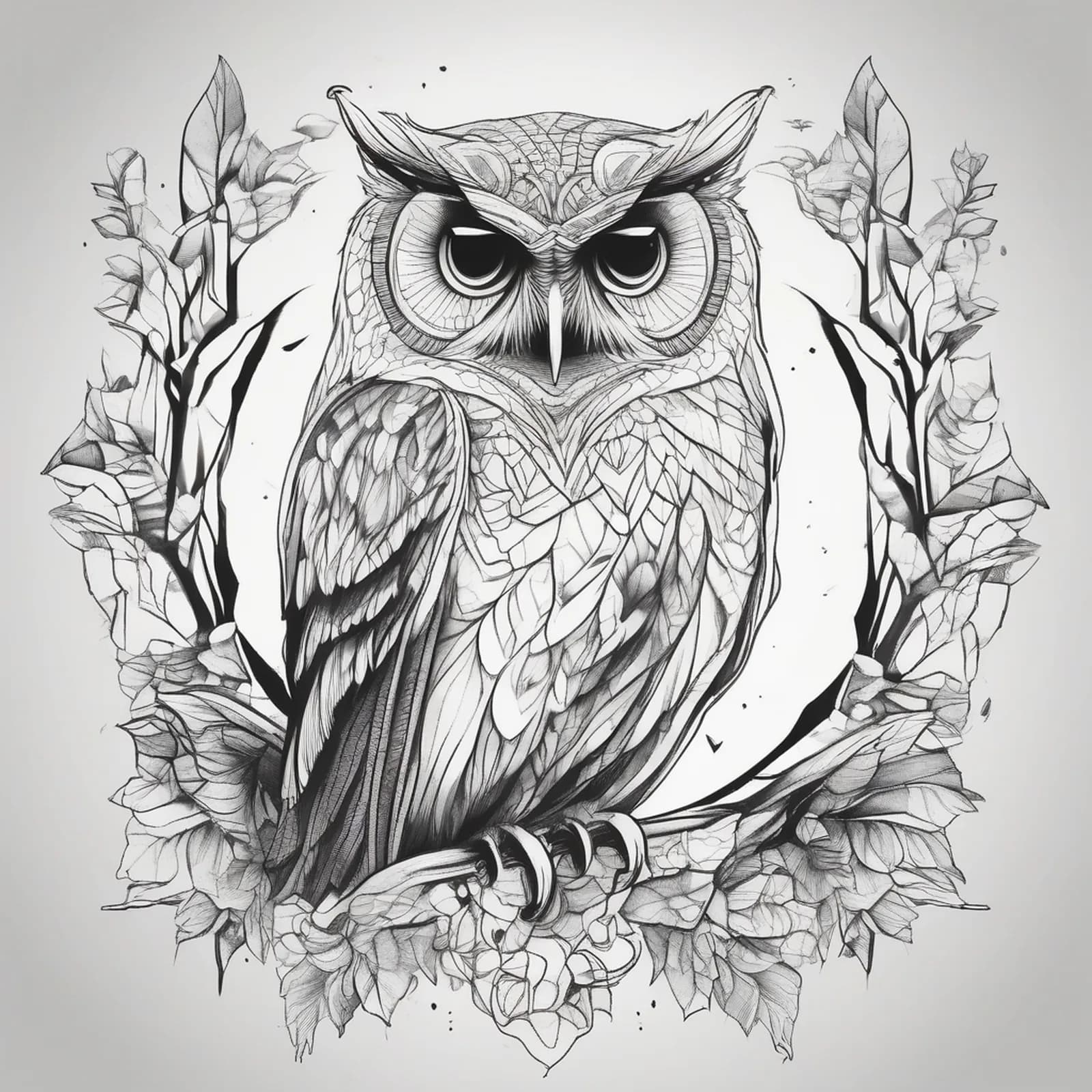 Owl On The Side Ribs tattoo design, alternative version 2