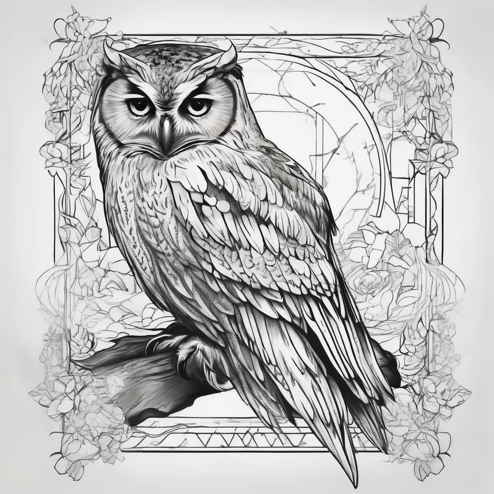 Owl On The Side Ribs tattoo design, alternative version 3