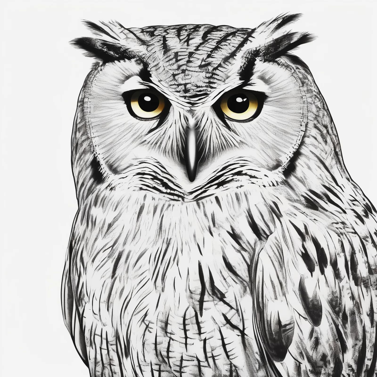 Owl Outline tattoo design, alternative version 2