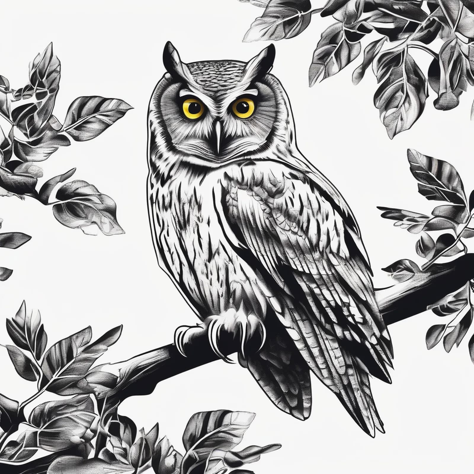 Owl Perched On Branch tattoo design