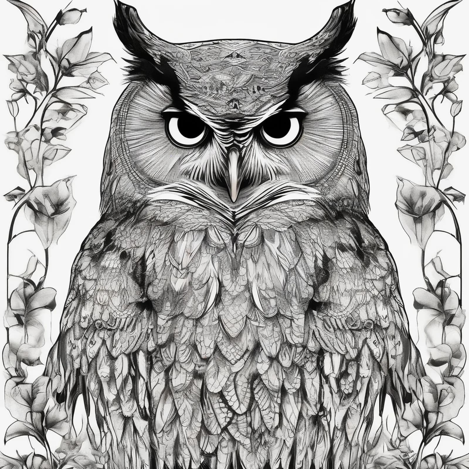 Owl Silhouette tattoo design, alternative version 2