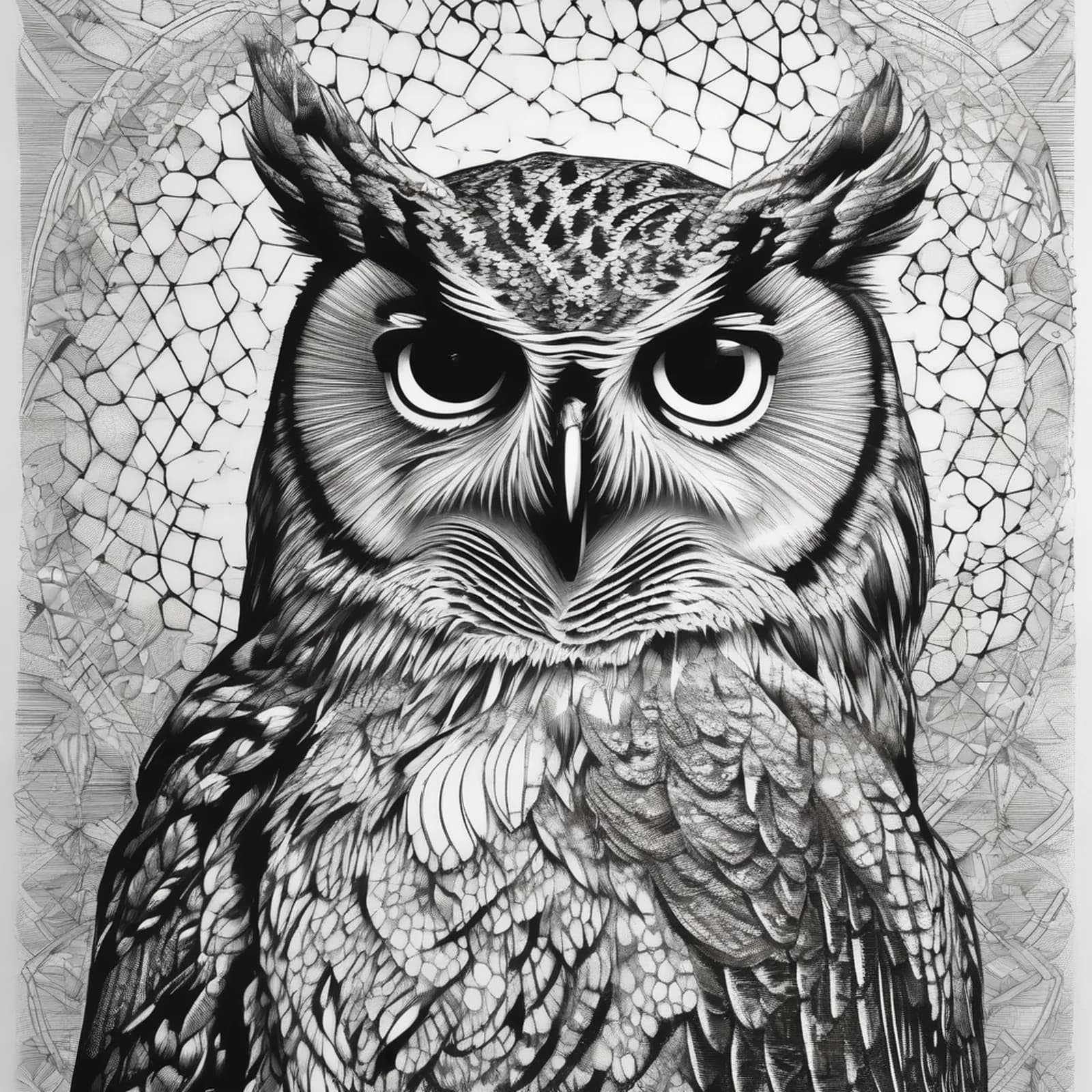 Owl Spirit Guide tattoo design, alternative version 3