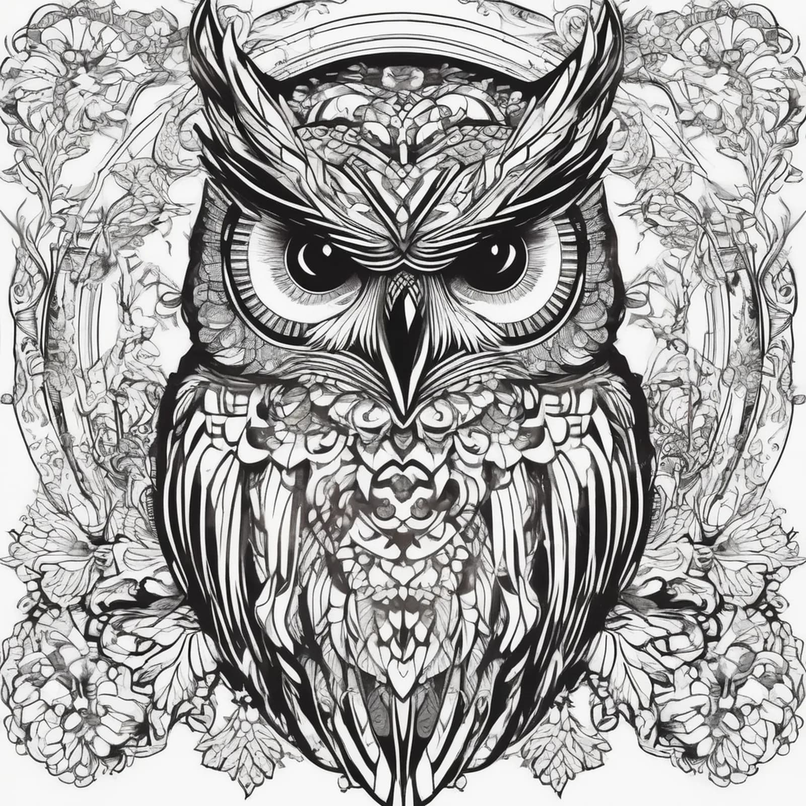 Owl Thigh Piece tattoo design, alternative version 2
