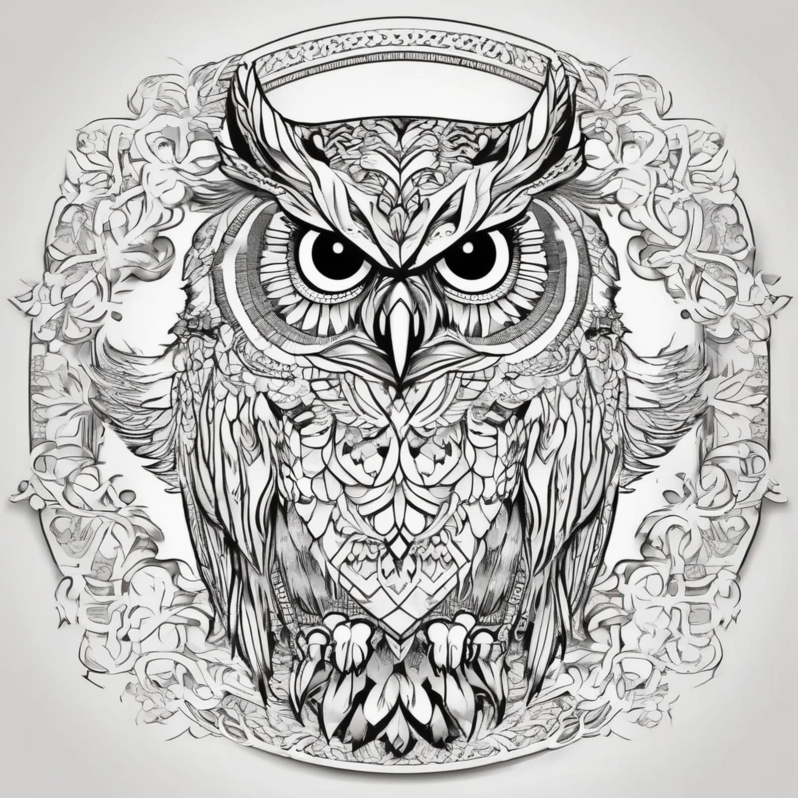 Owl Thigh Piece tattoo design, alternative version 4