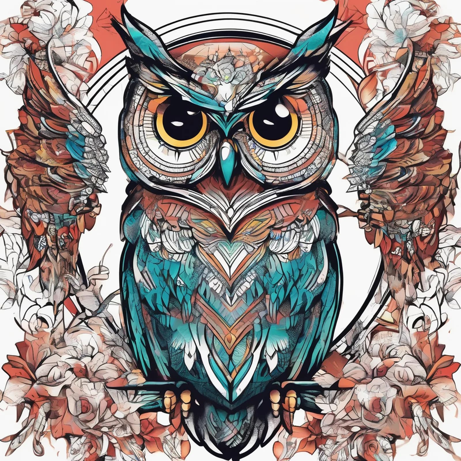 Owl With Coffee Cup tattoo design