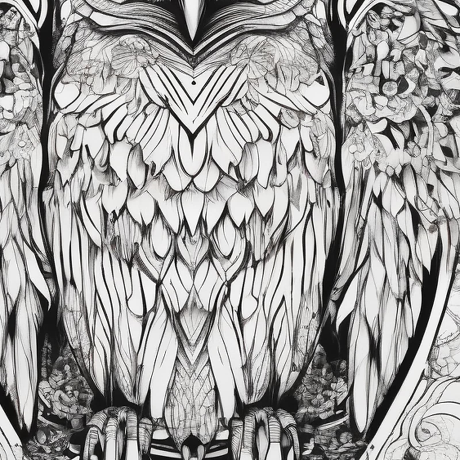 Owl With Crystals tattoo design, close-up detail