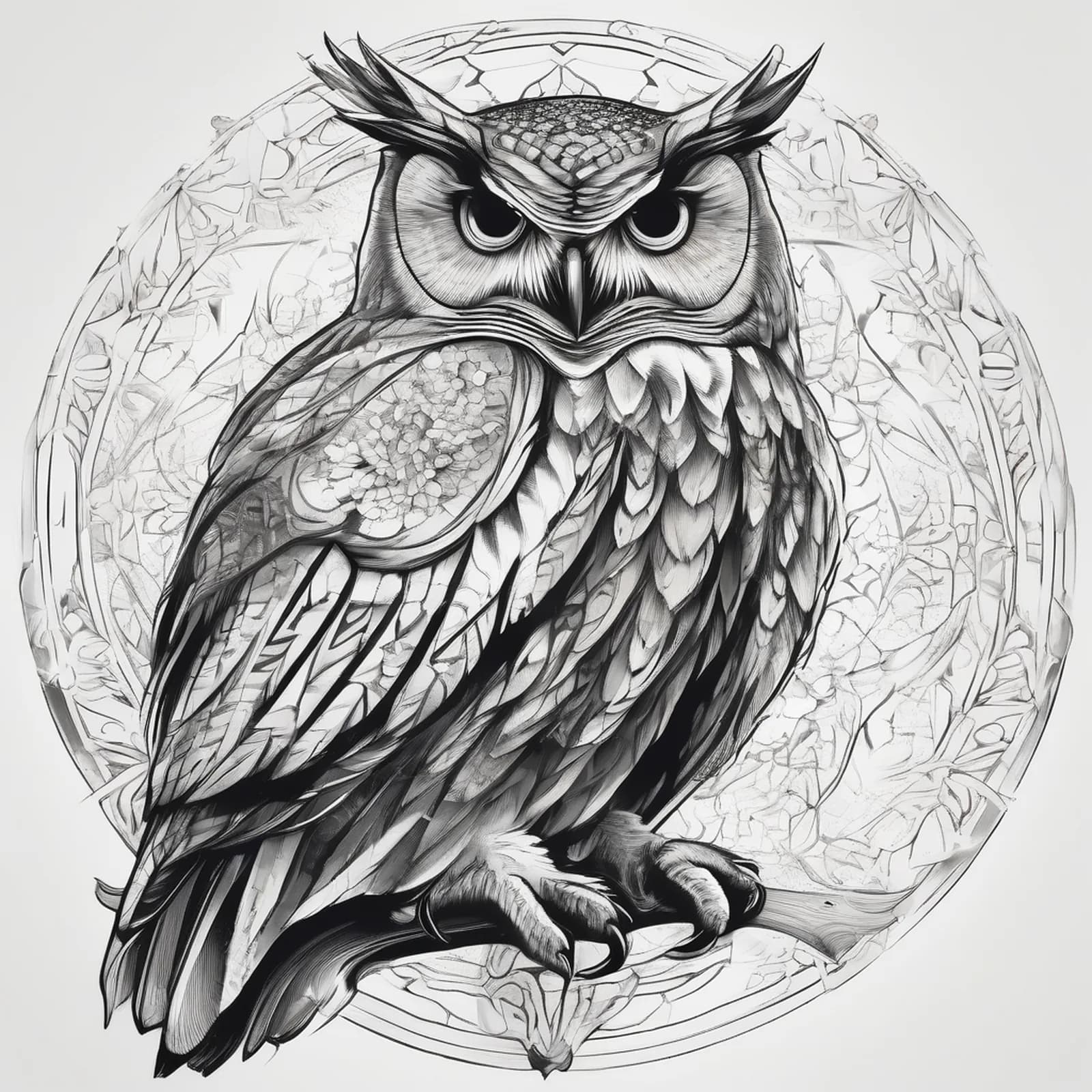 Owl With Crystals tattoo design, alternative version 2