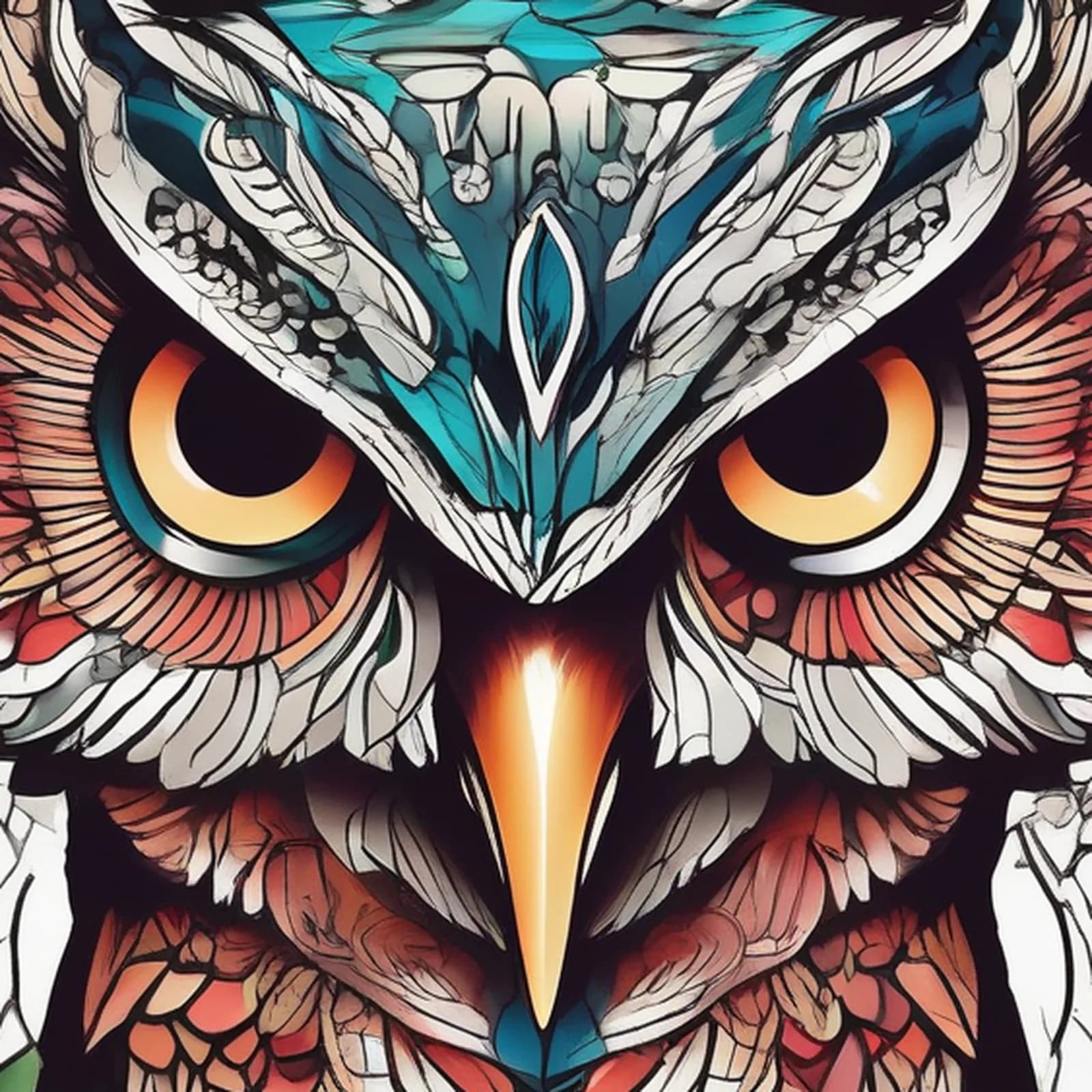 Owl With Dagger tattoo design, close-up detail