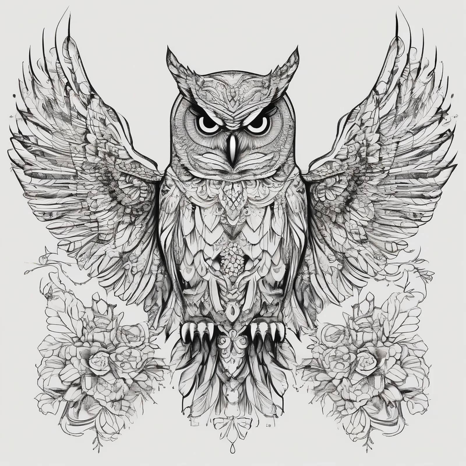 Owl With Open Wings tattoo design