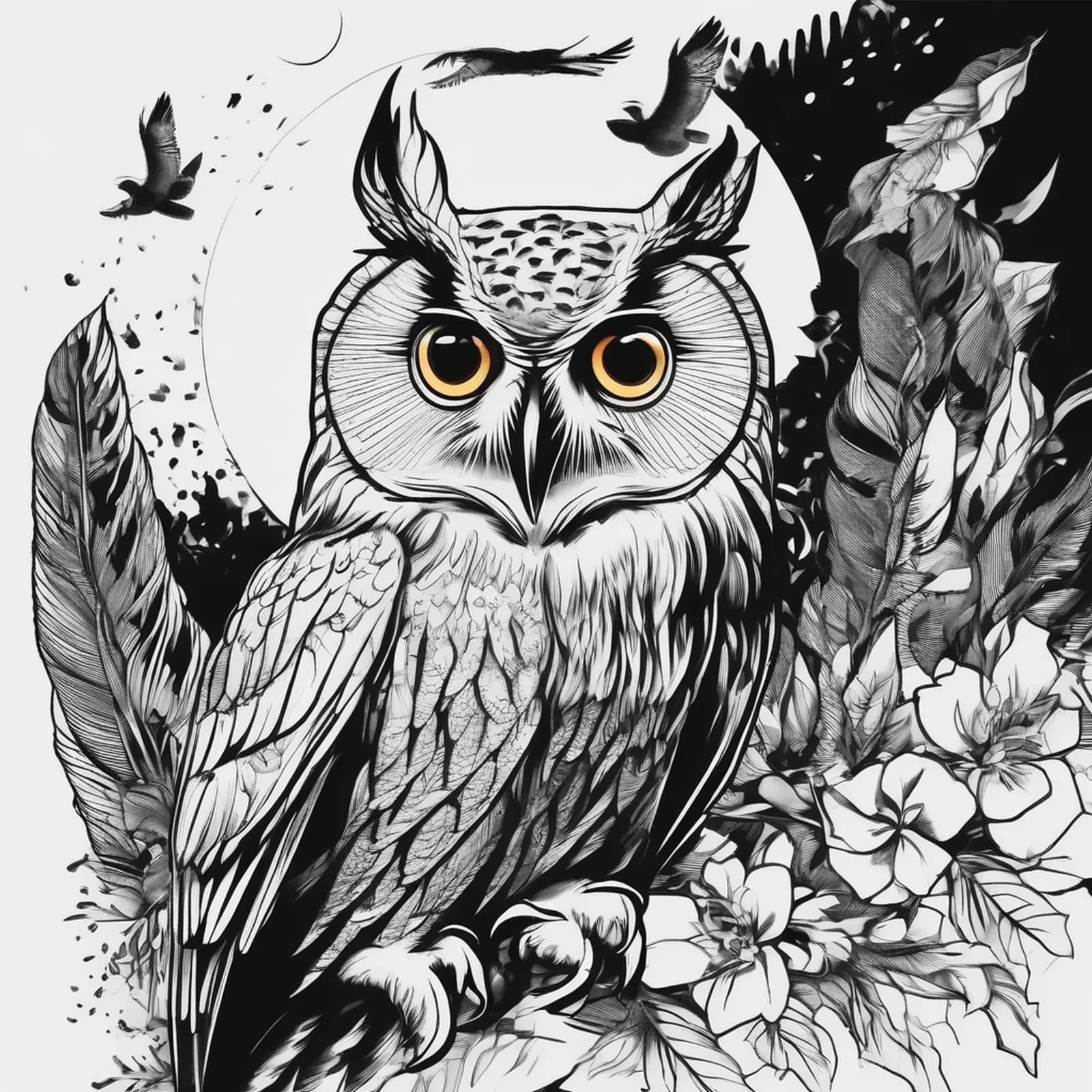 Owl Wrapping The Forearm tattoo design, alternative version 2