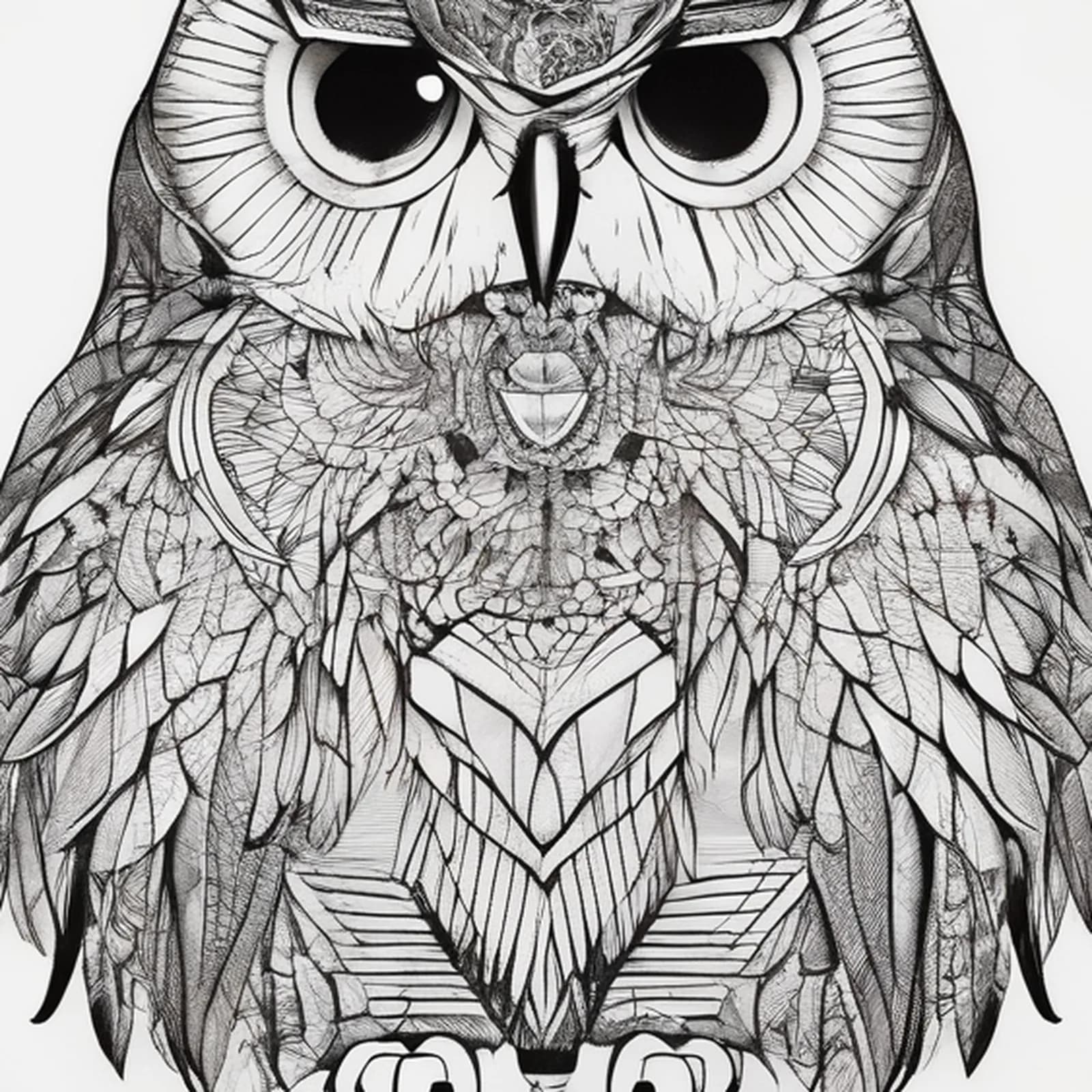 Sacred Geometry Owl tattoo design, close-up detail