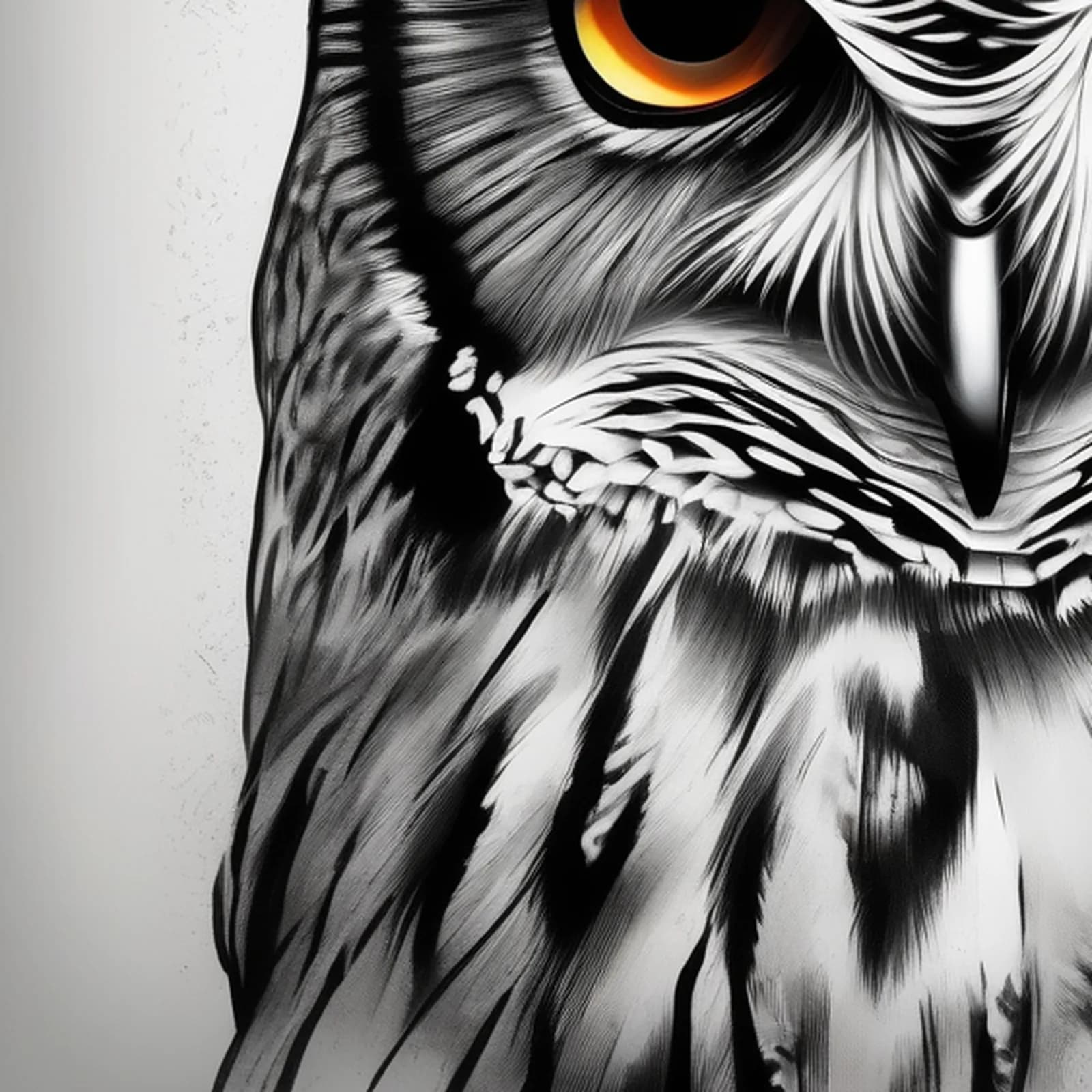 Screech Owl Head tattoo design, close-up detail