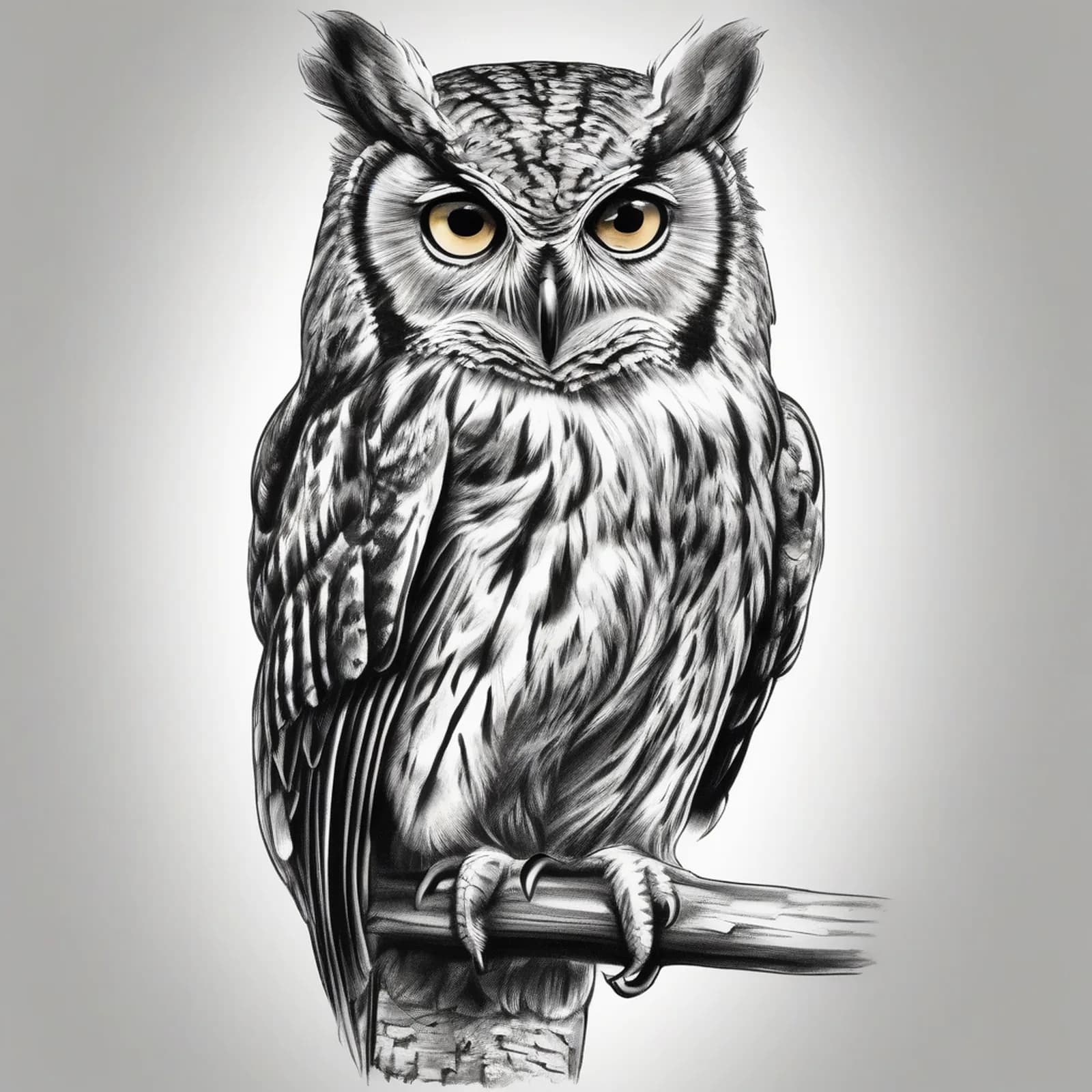 Screech Owl Head tattoo design, alternative version 2