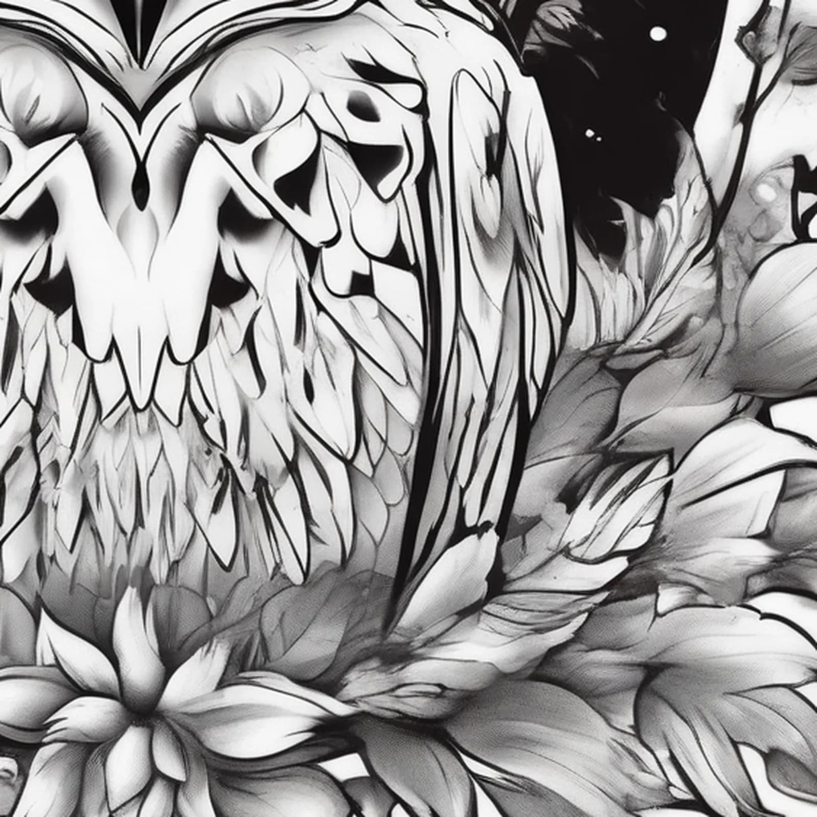 Snowy Owl tattoo design, close-up detail