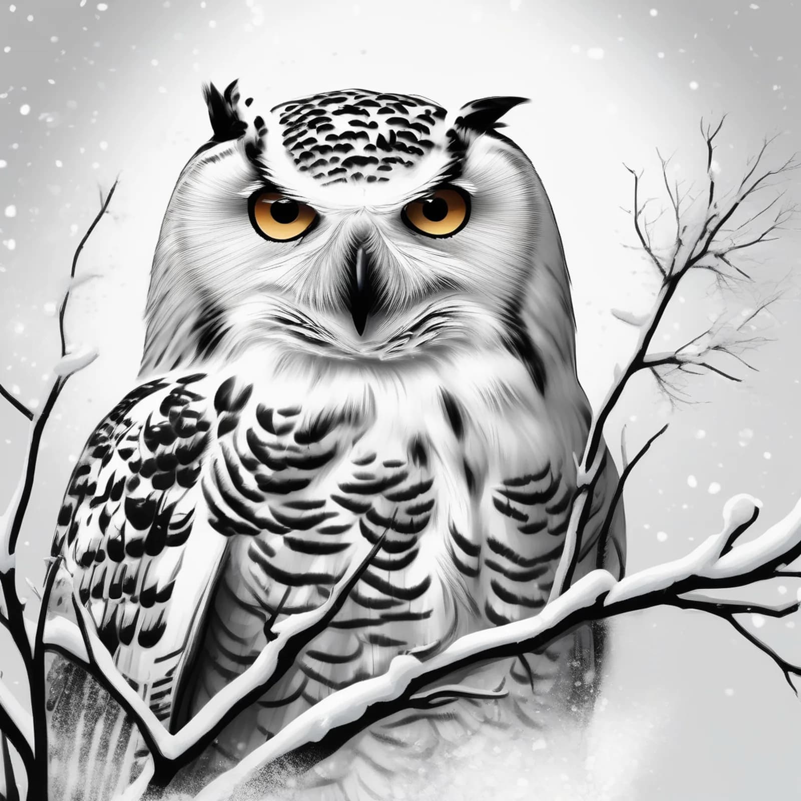 Snowy Owl tattoo design, alternative version 4