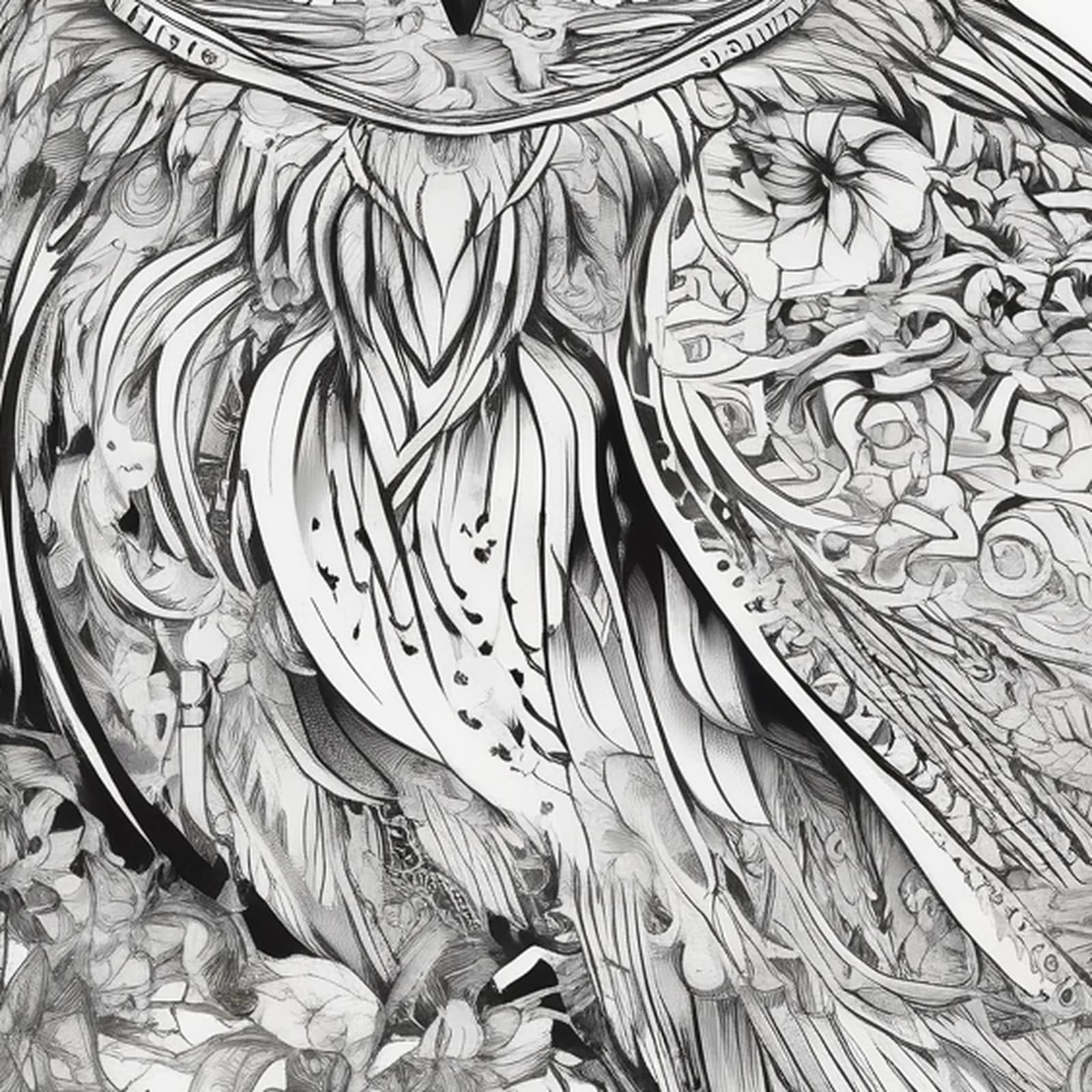 Tarot Card Owl tattoo design, close-up detail
