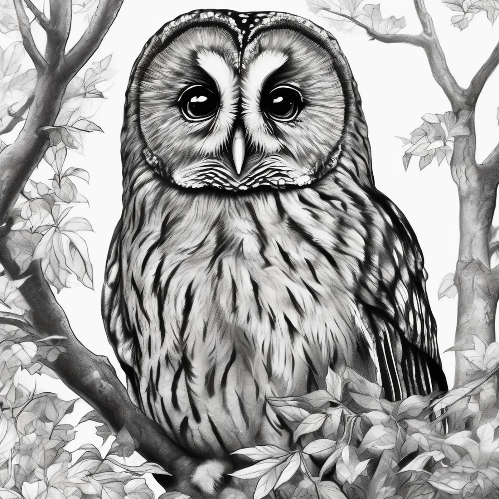 Tawny Owl tattoo design, alternative version 2