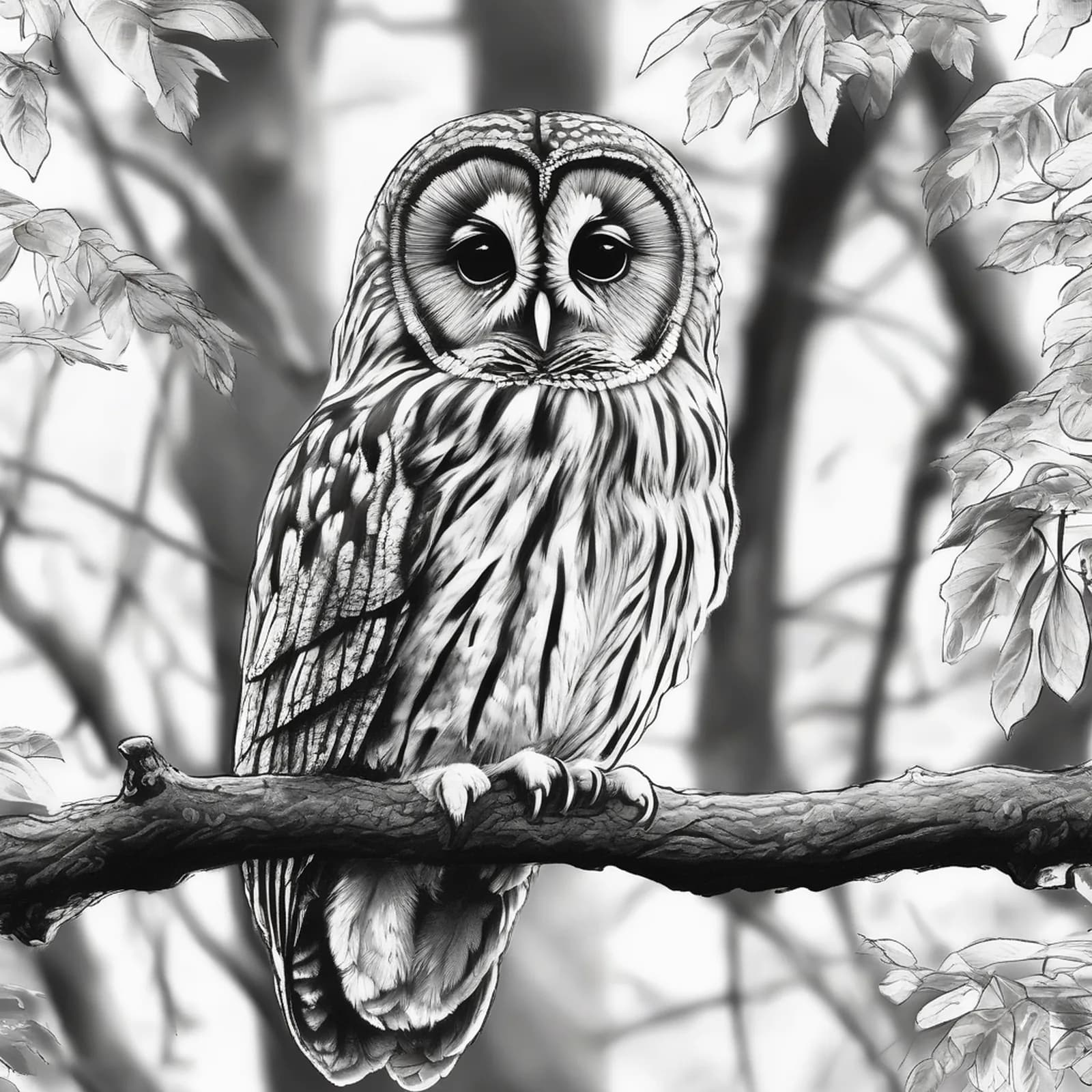 Tawny Owl tattoo design, alternative version 4
