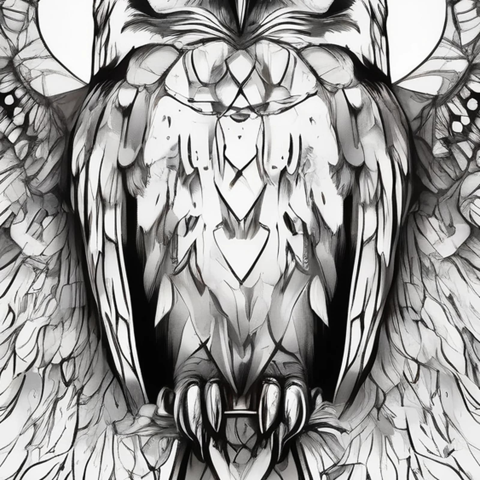Tiny Owl tattoo design, close-up detail