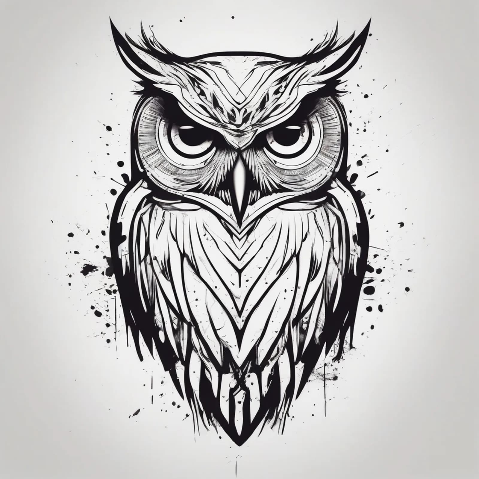 Tiny Owl tattoo design, alternative version 3