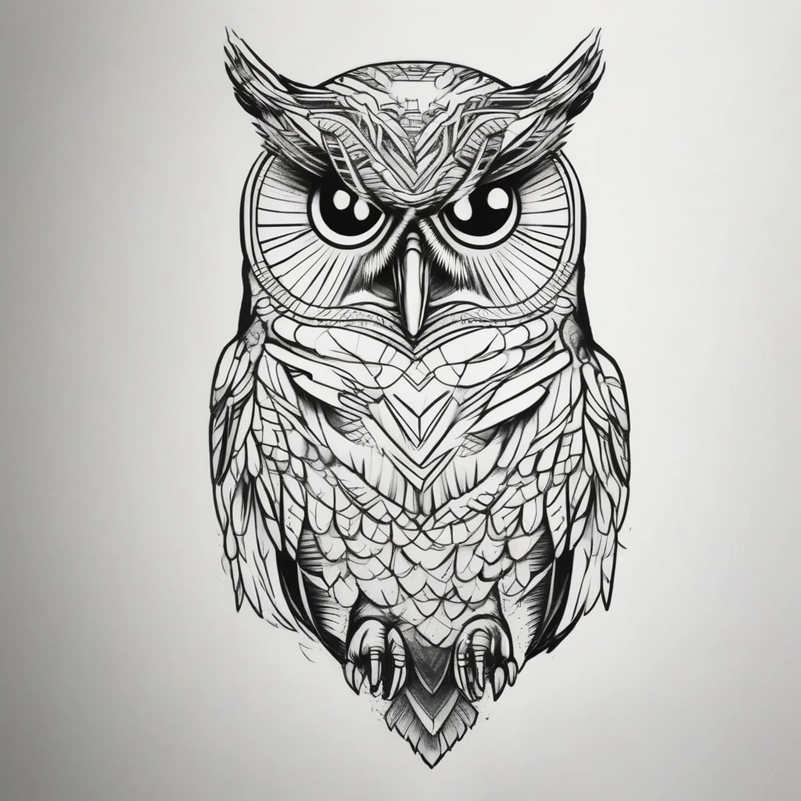 Tiny Owl tattoo design, alternative version 4