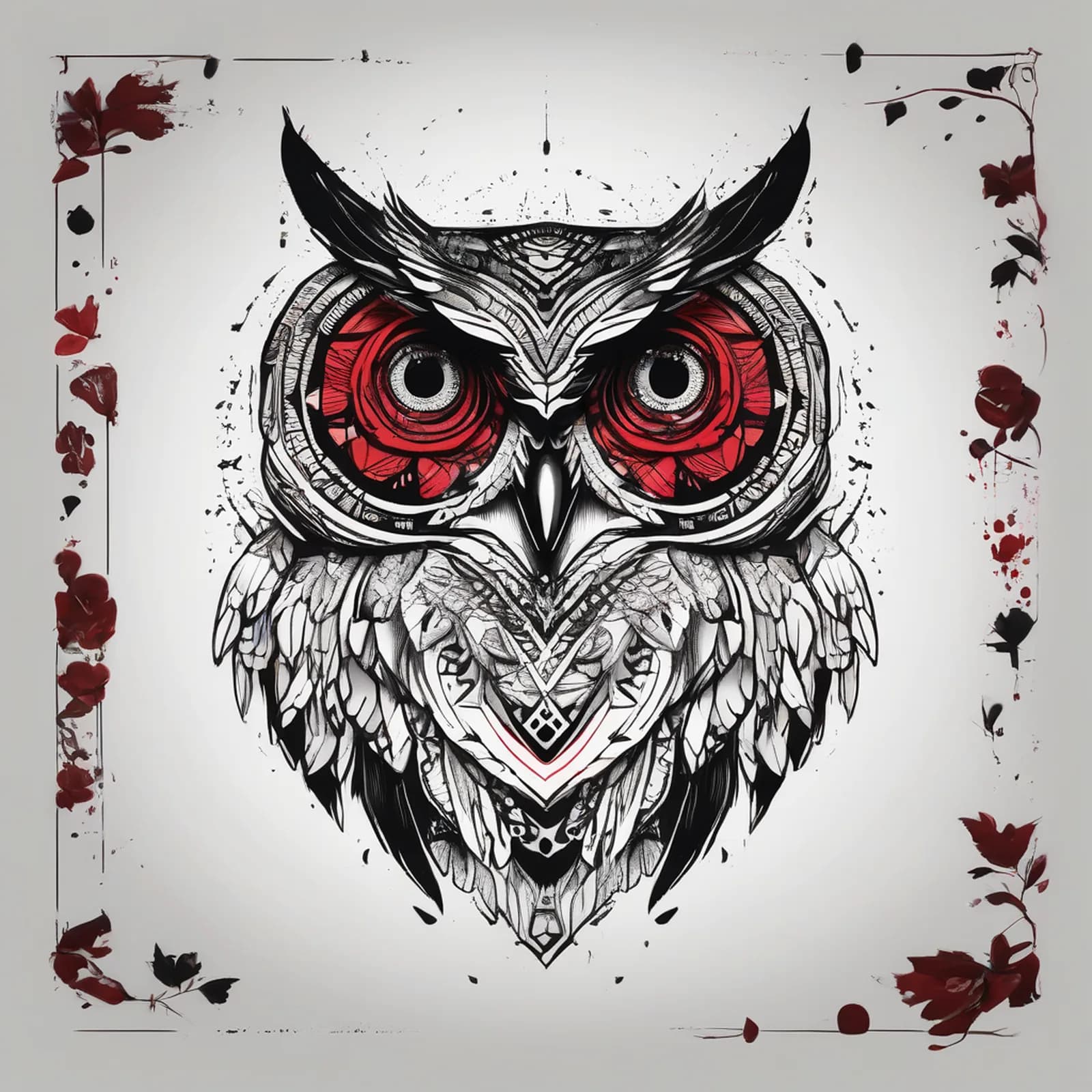 Trash Polka Owl tattoo design