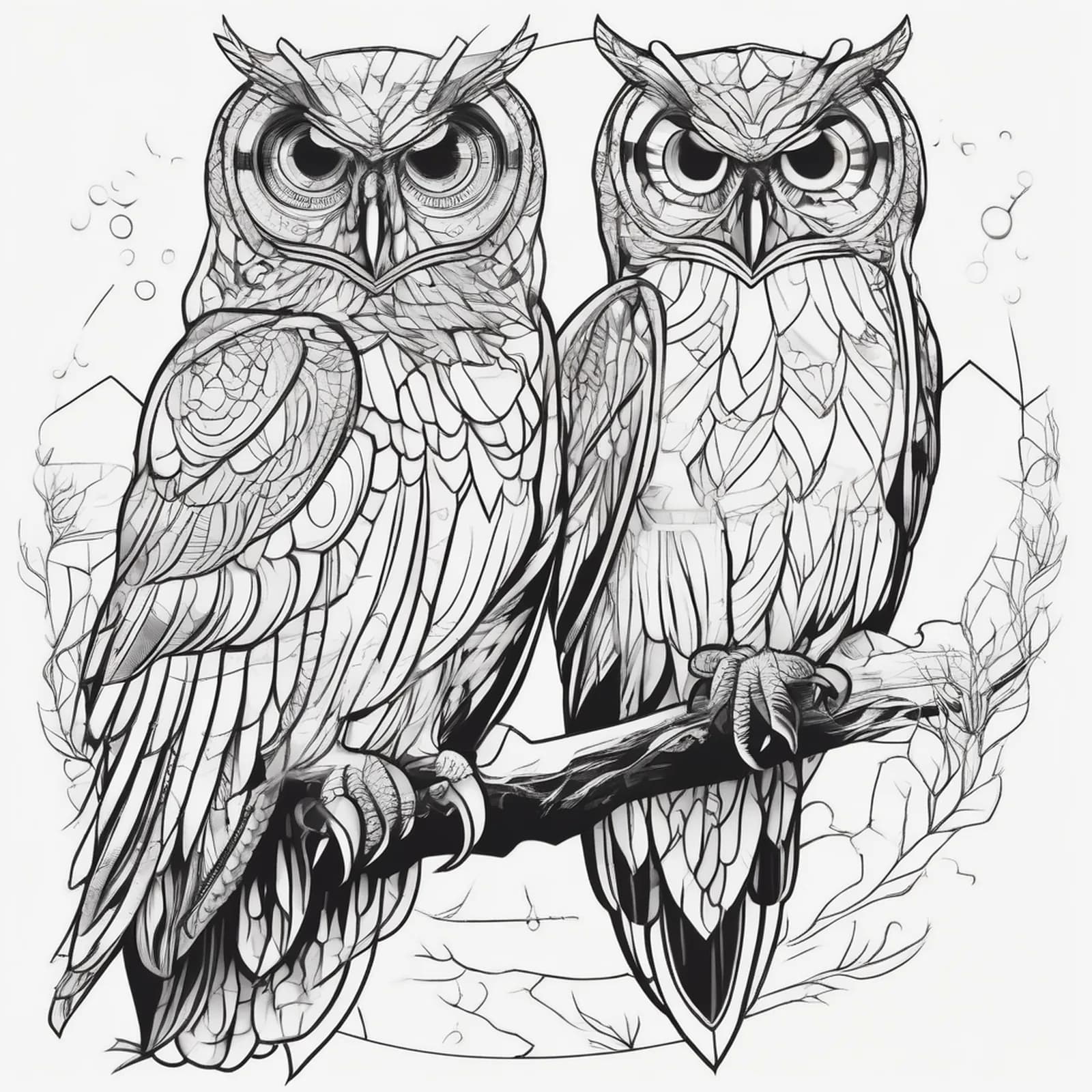 Two Owls Facing tattoo design