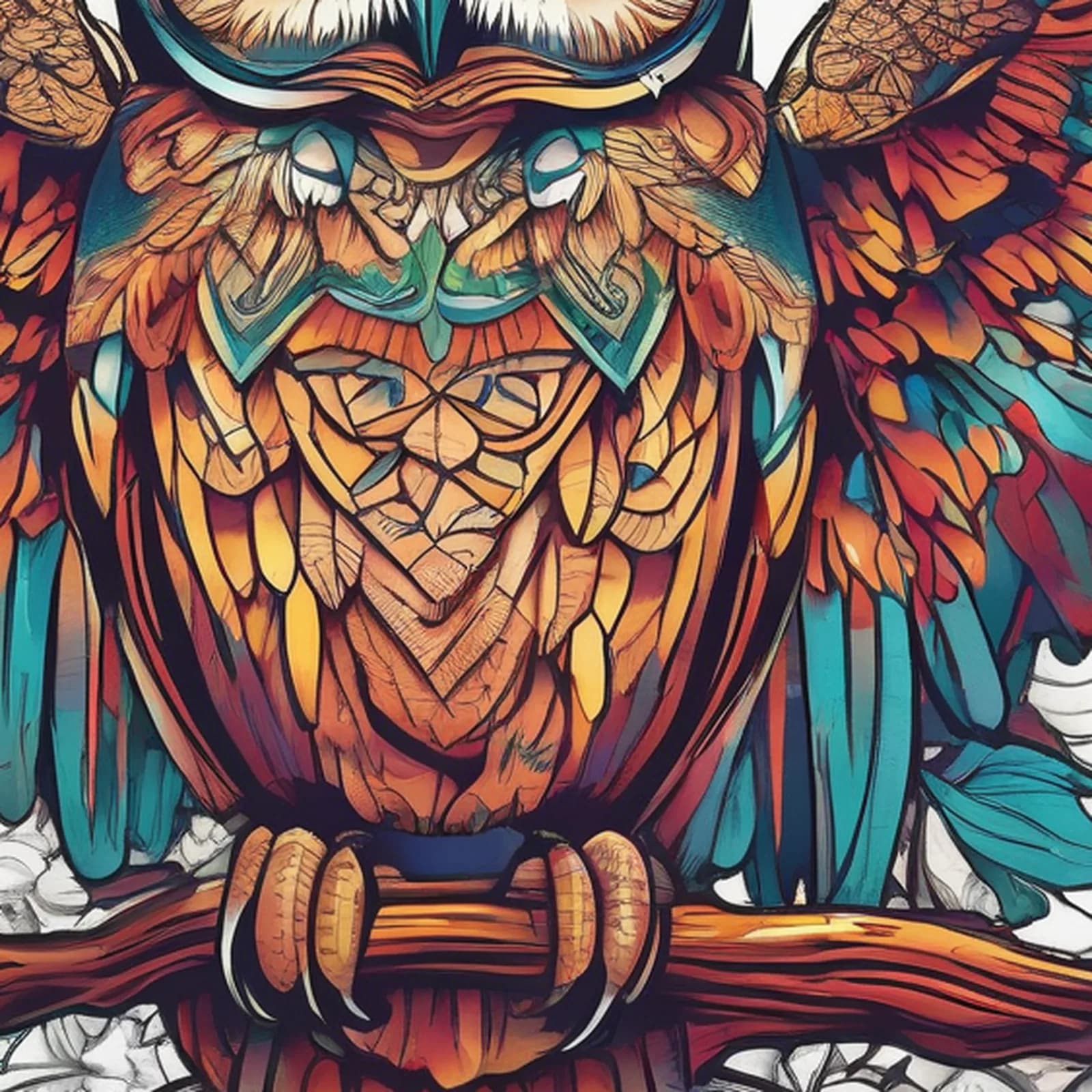 Wise Owl With Open Book tattoo design, close-up detail