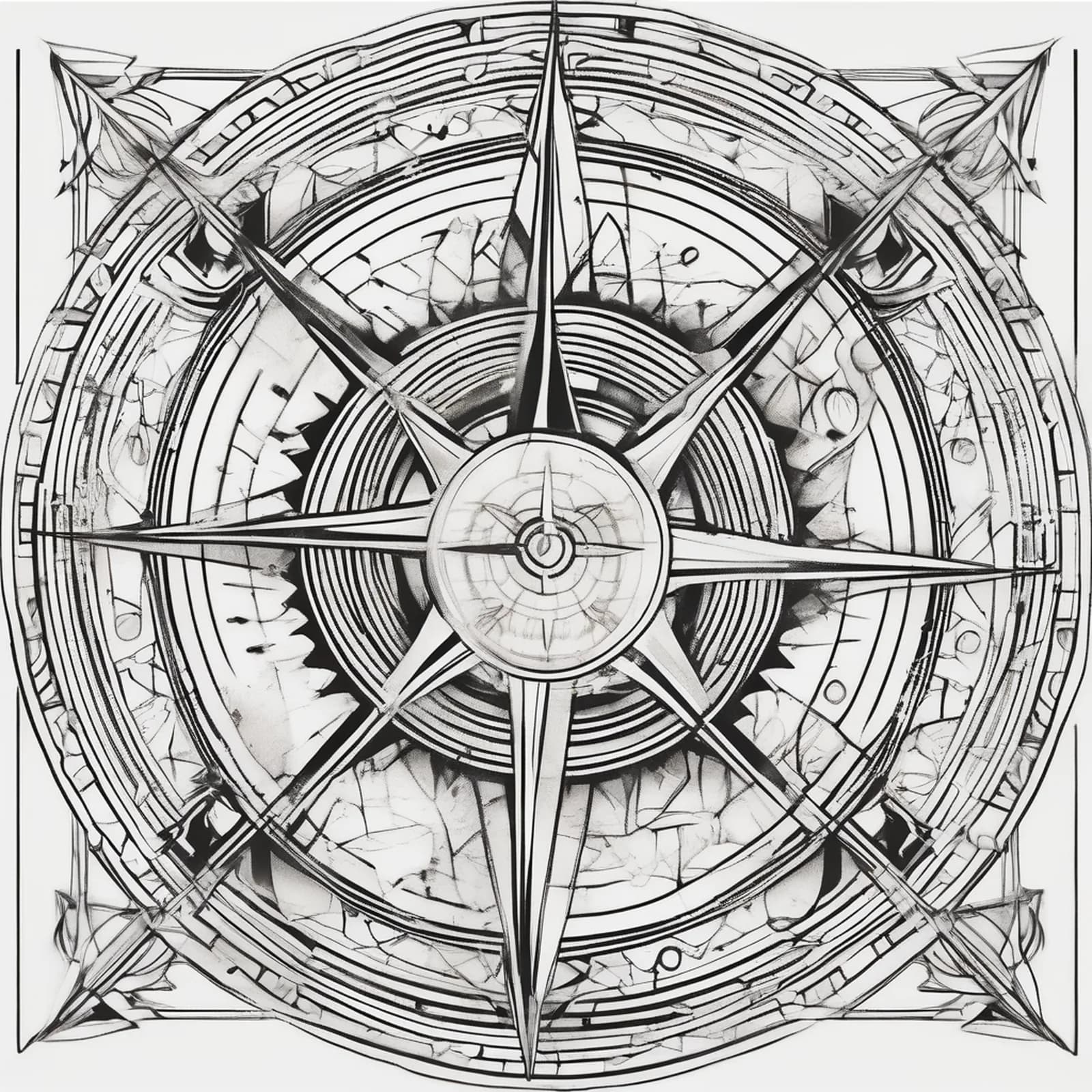 Art Deco Compass tattoo design