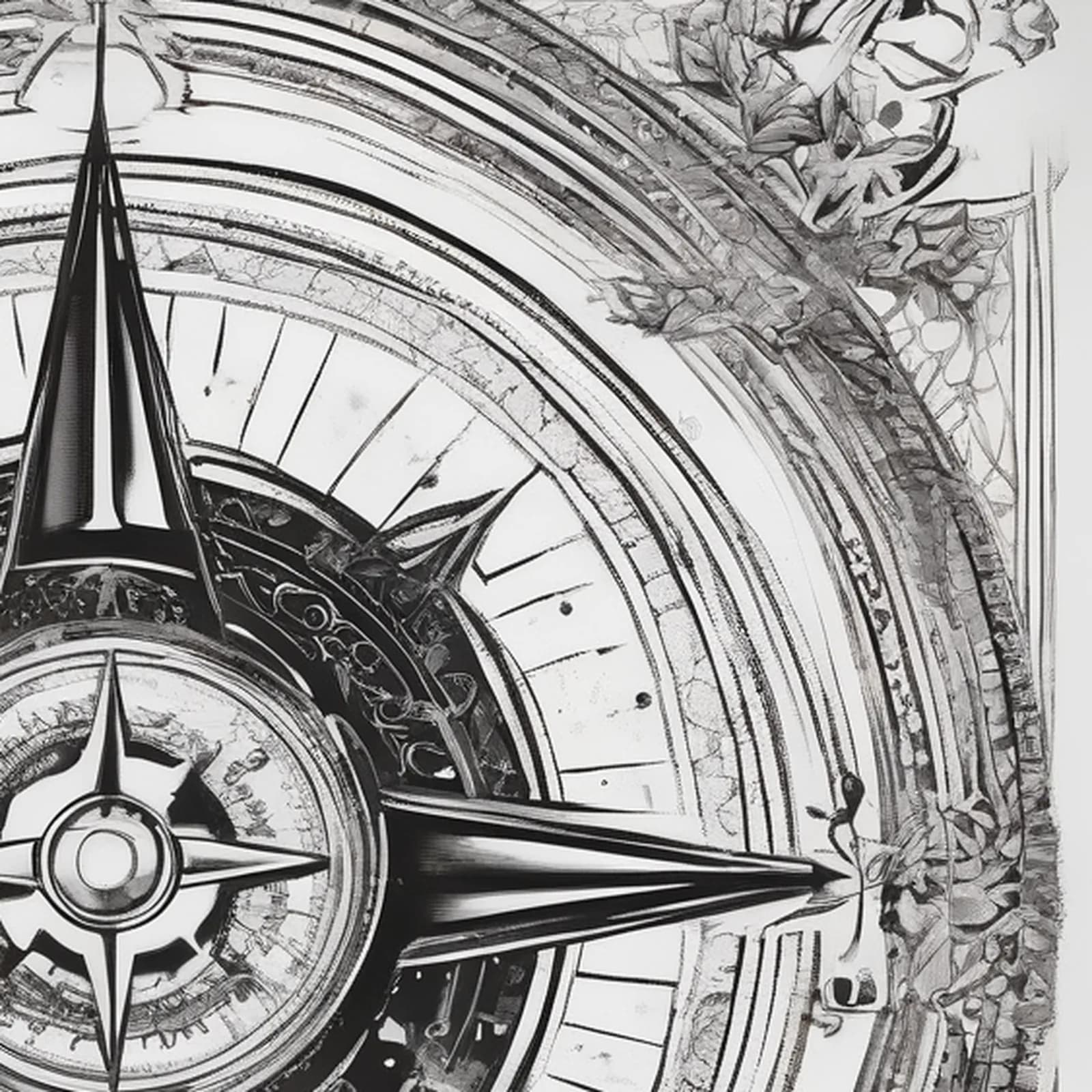 Astrolabe Compass tattoo design, close-up detail
