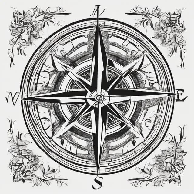 Blackwork Solid Compass tattoo design