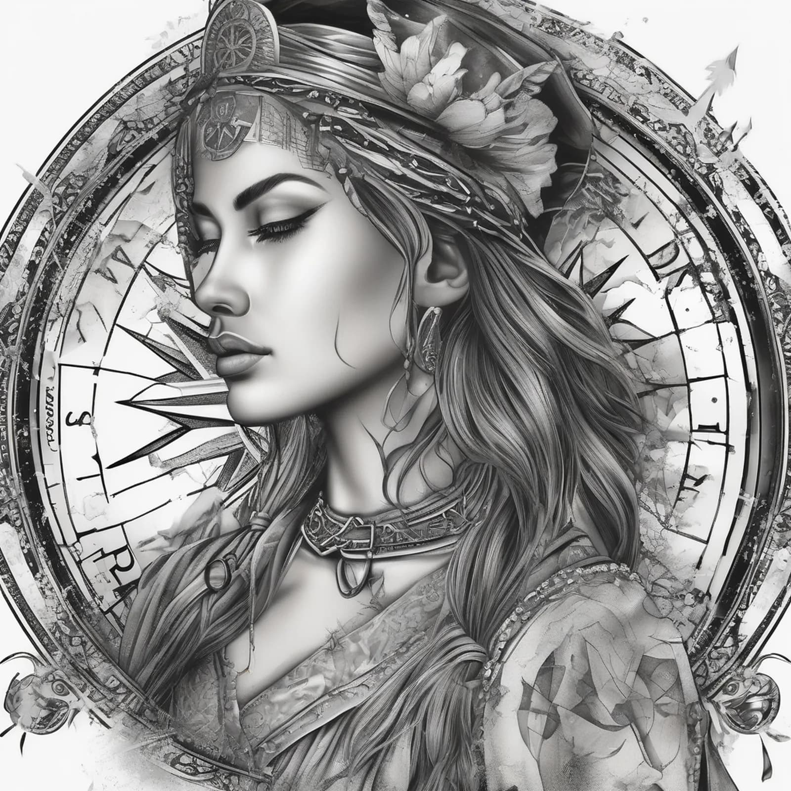 Broken Compass tattoo design