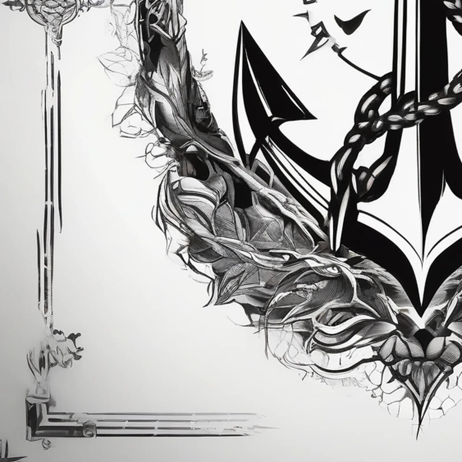 Compass And Anchor Rope Frame tattoo design, close-up detail