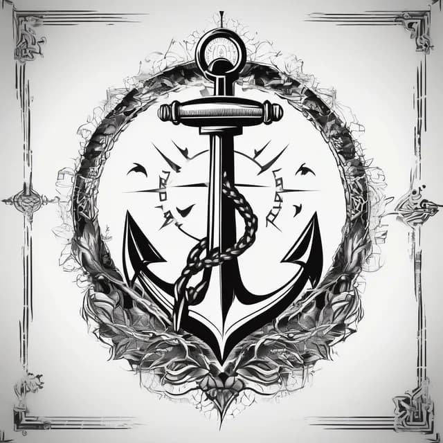 Compass And Anchor Rope Frame tattoo design