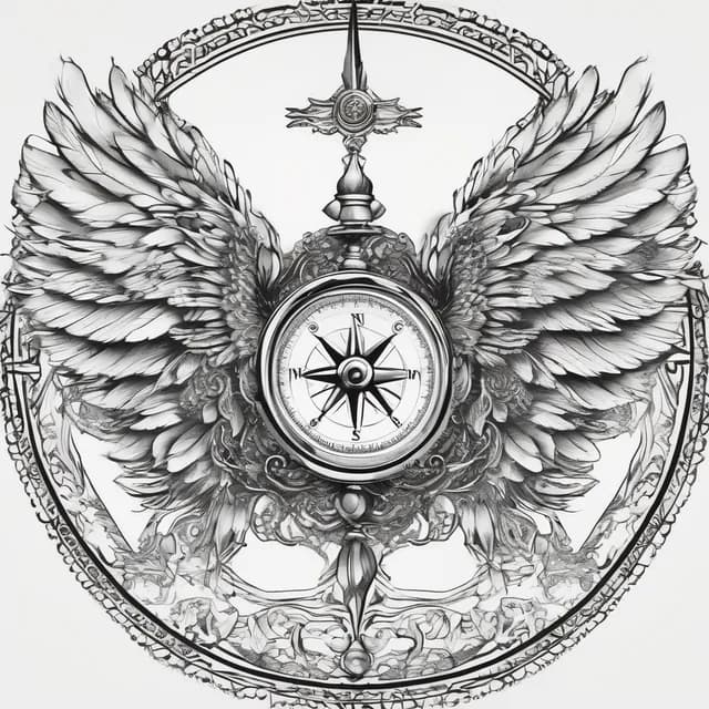 Compass And Angel Wings tattoo design