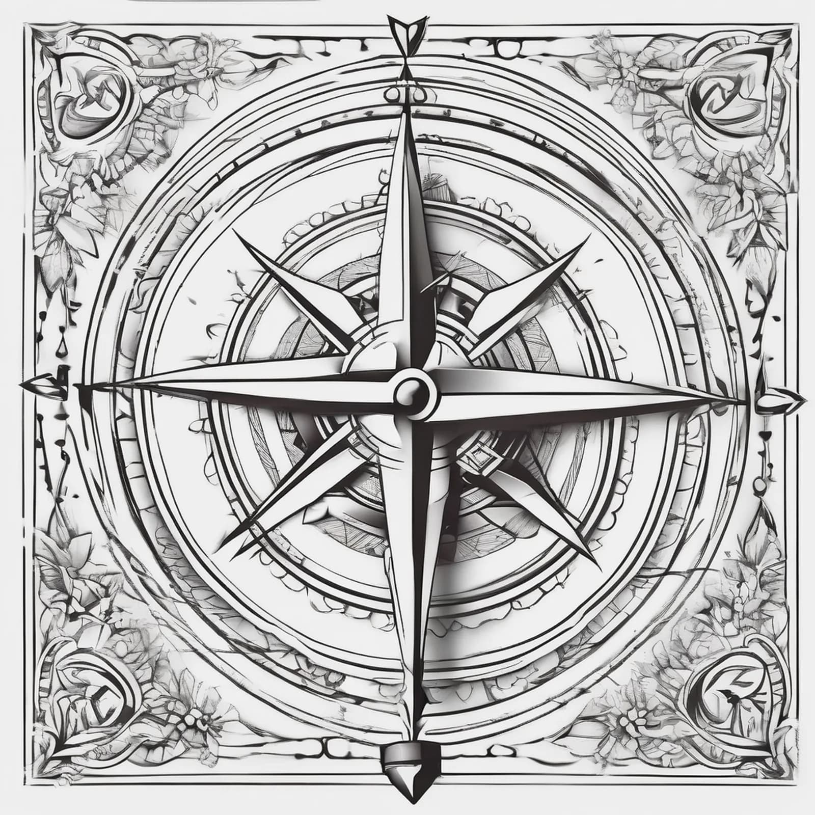 Compass And Arrow tattoo design