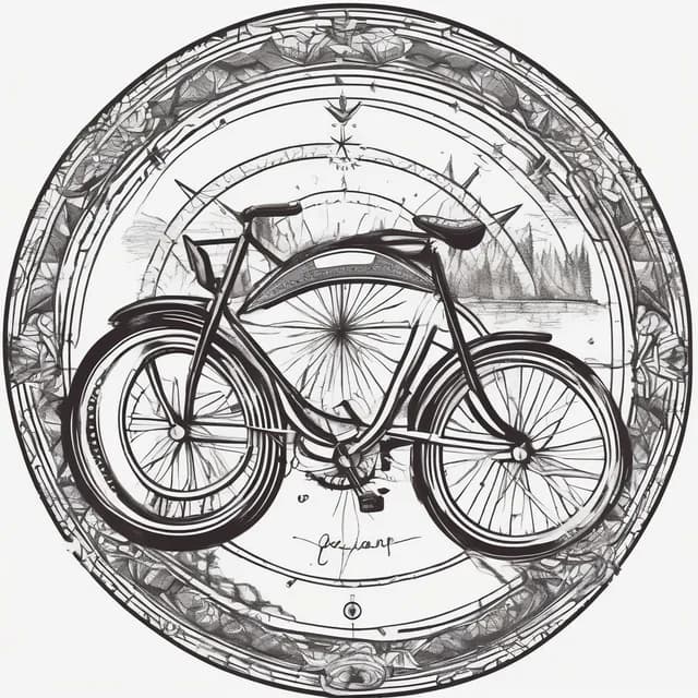 Compass And Bicycle tattoo design